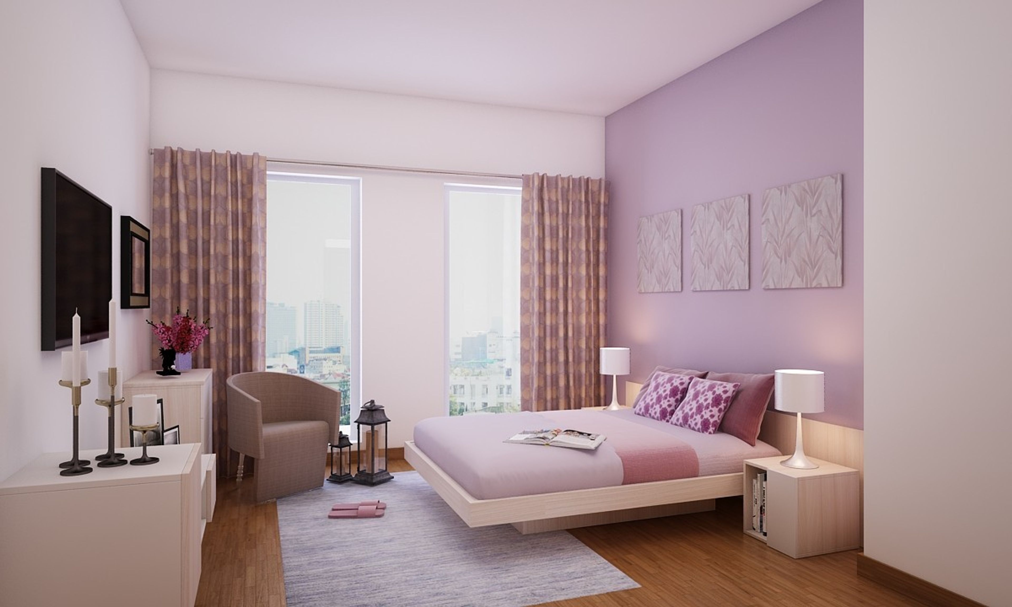 Contemporary Guest Room Design In White With Textured Wall Panelling