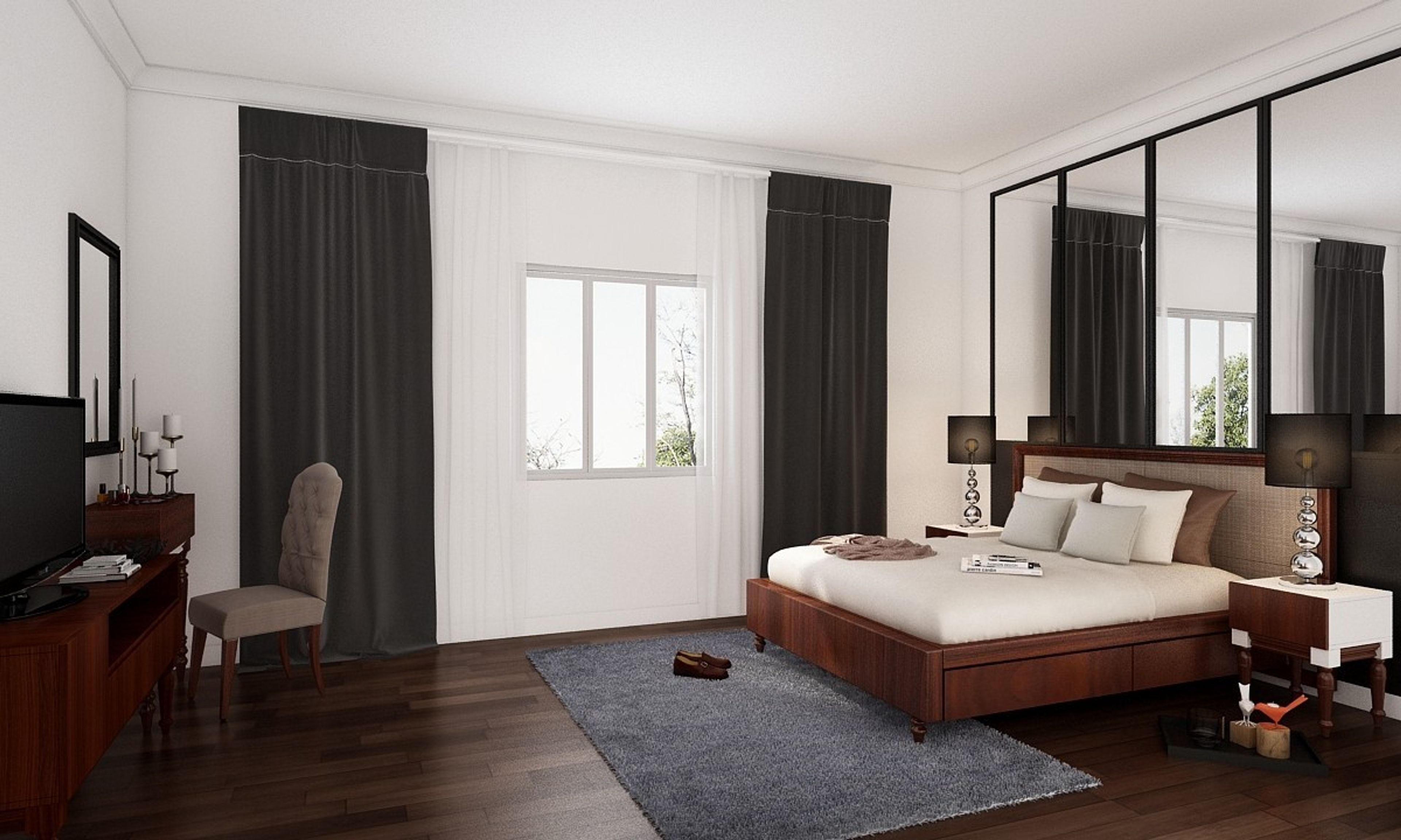 Modern Spacious Bedroom Design With Wallpaint