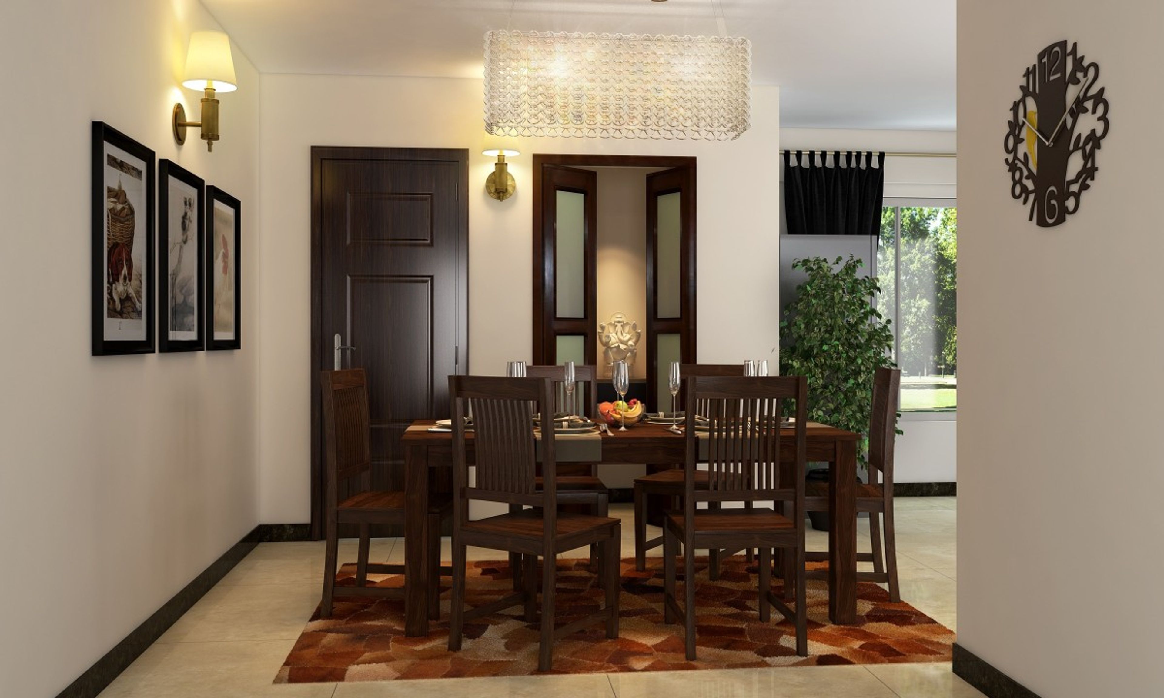 Classic All-Wood 6-Seater Dining Room Design