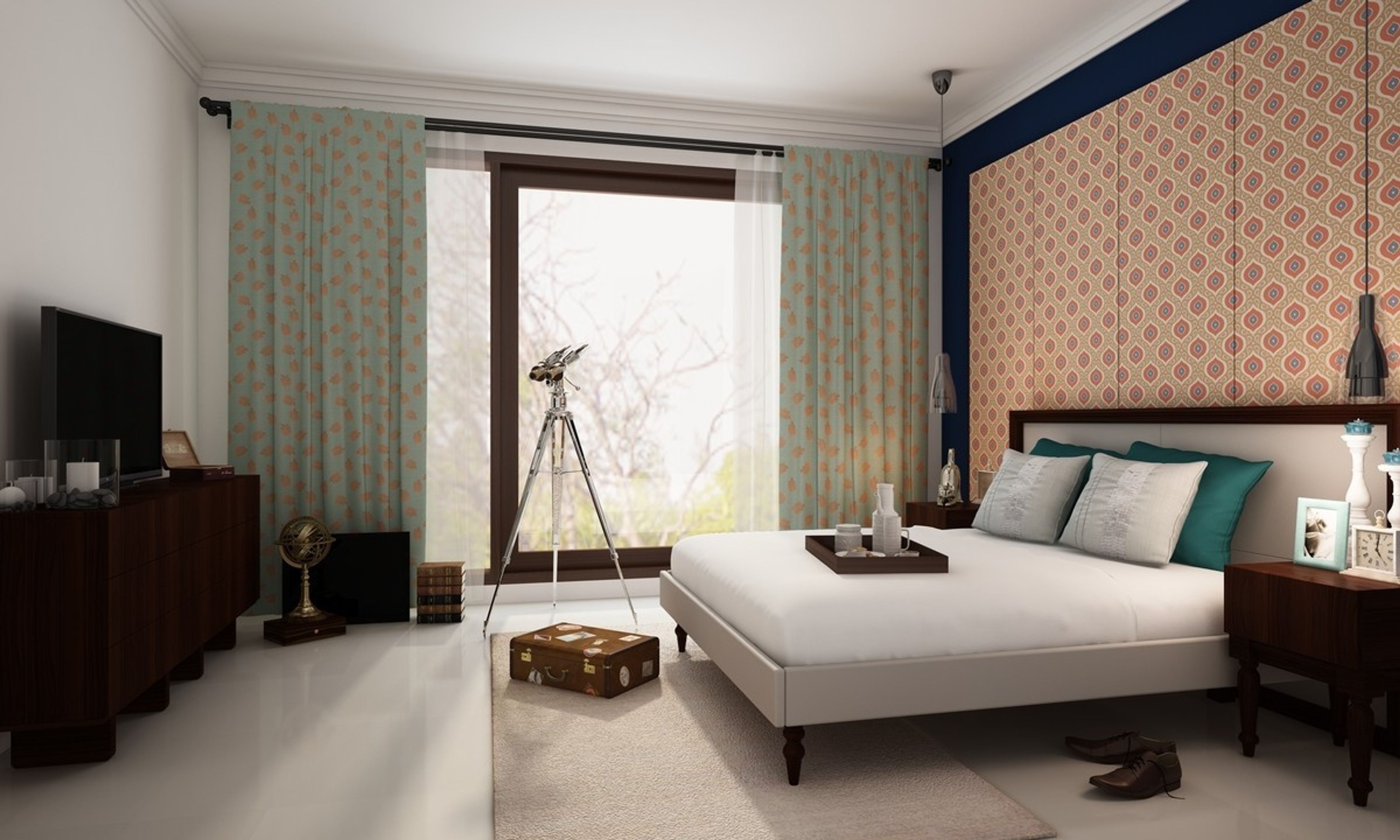 Classic Master Bedroom Design With Wallpaper