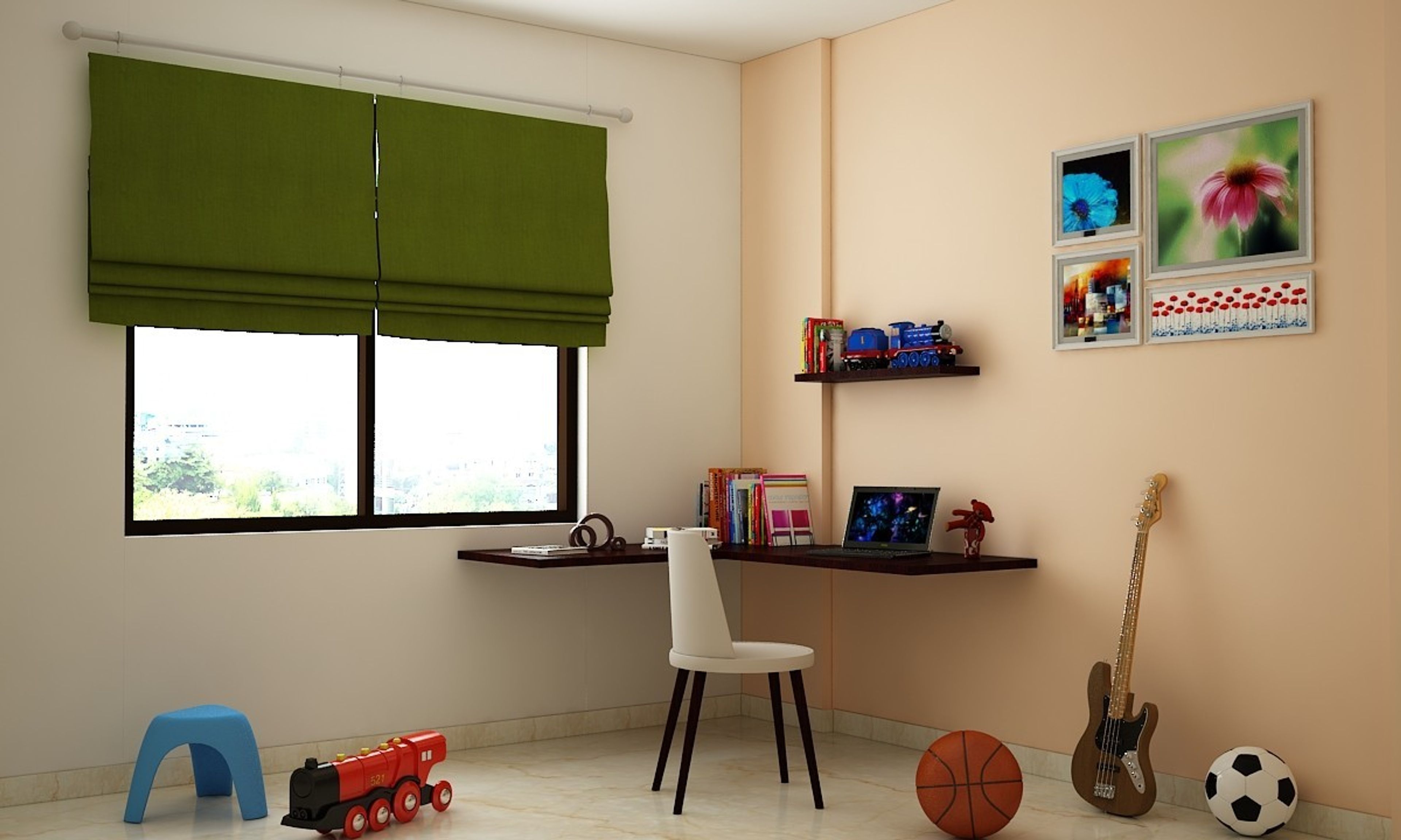 Contemporary Off-White Guest Bedroom Design