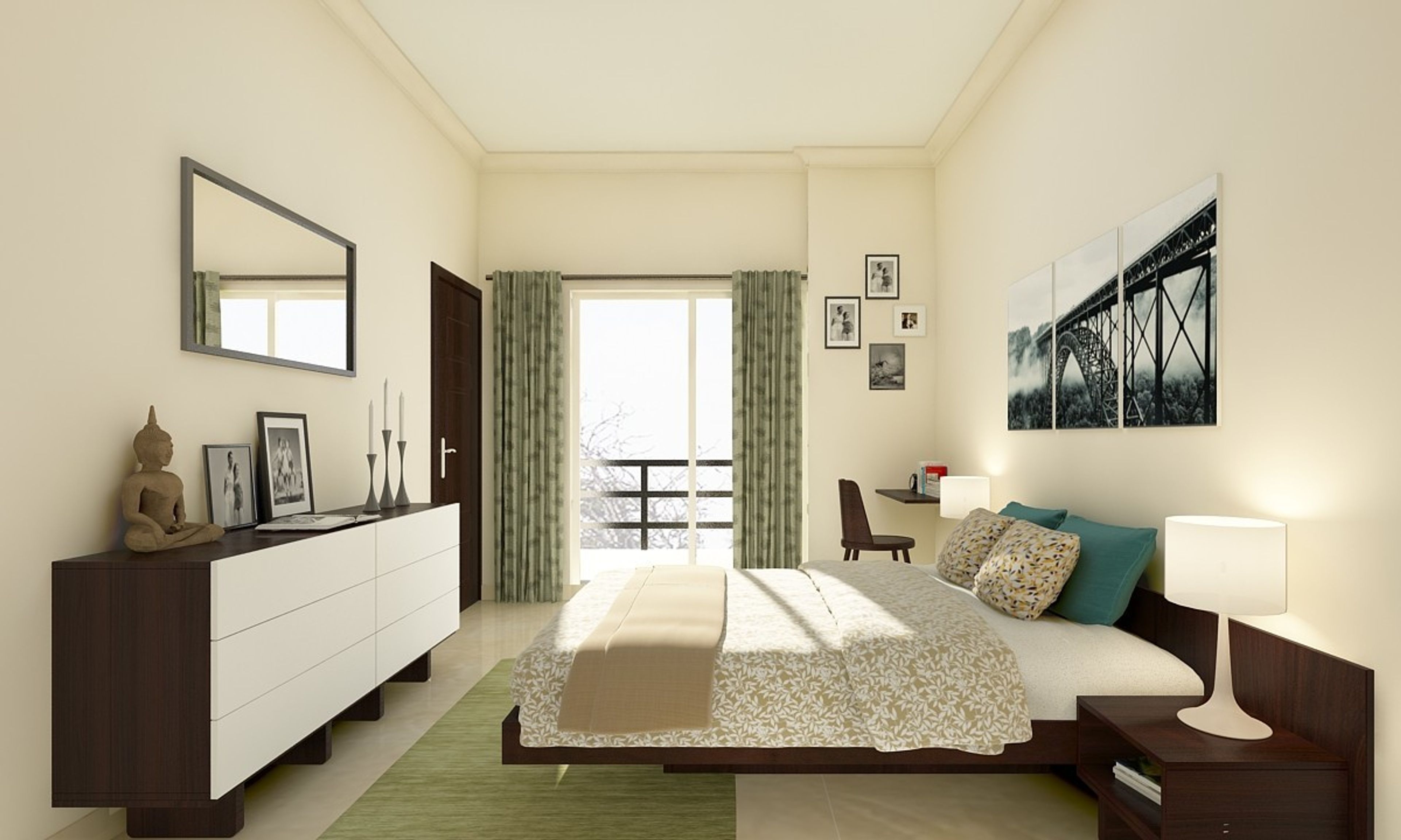 Contemporary Guest Bedroom Design In White