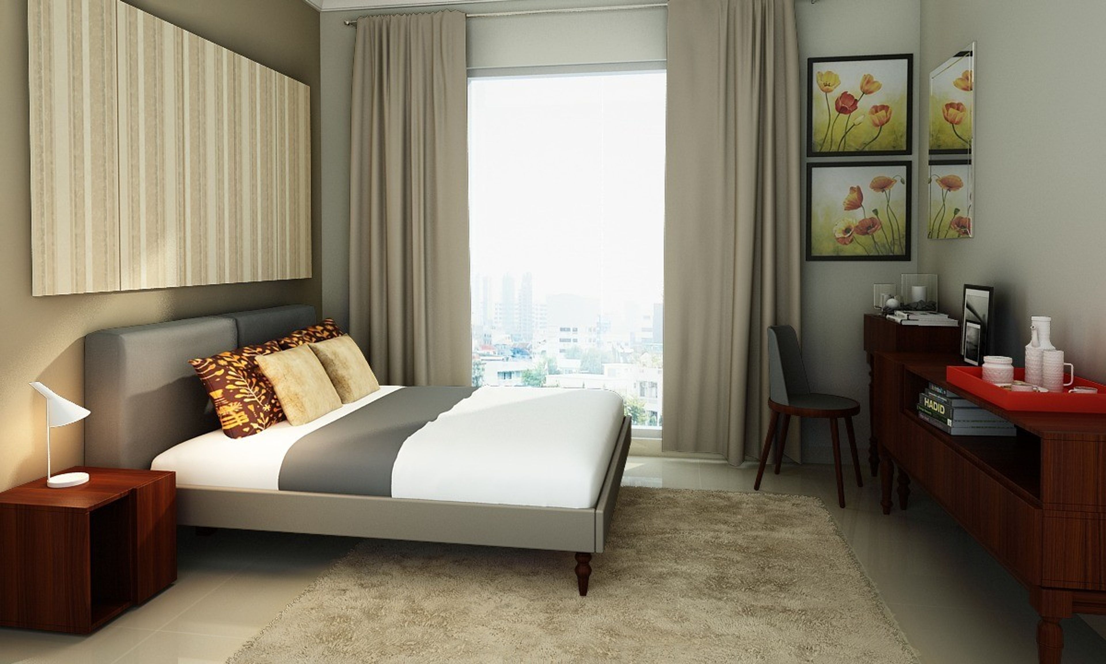 Modern Guest Bedroom Design With Wallpaper