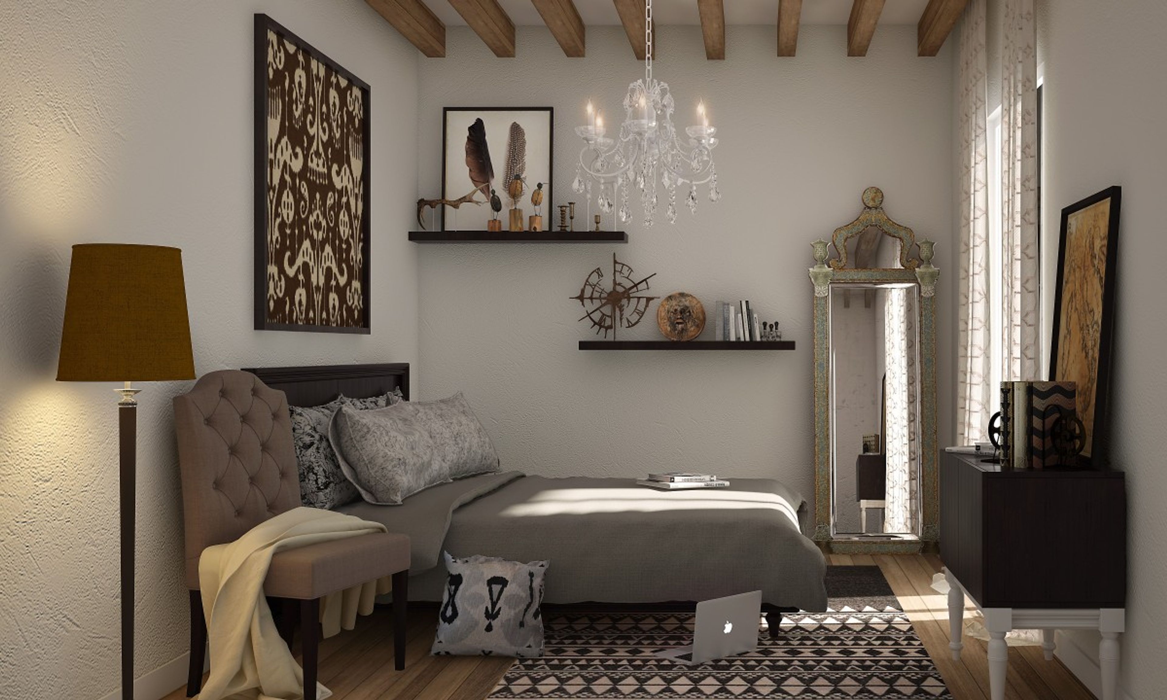 Classic Guest Bedroom Design With Spacious Interiors