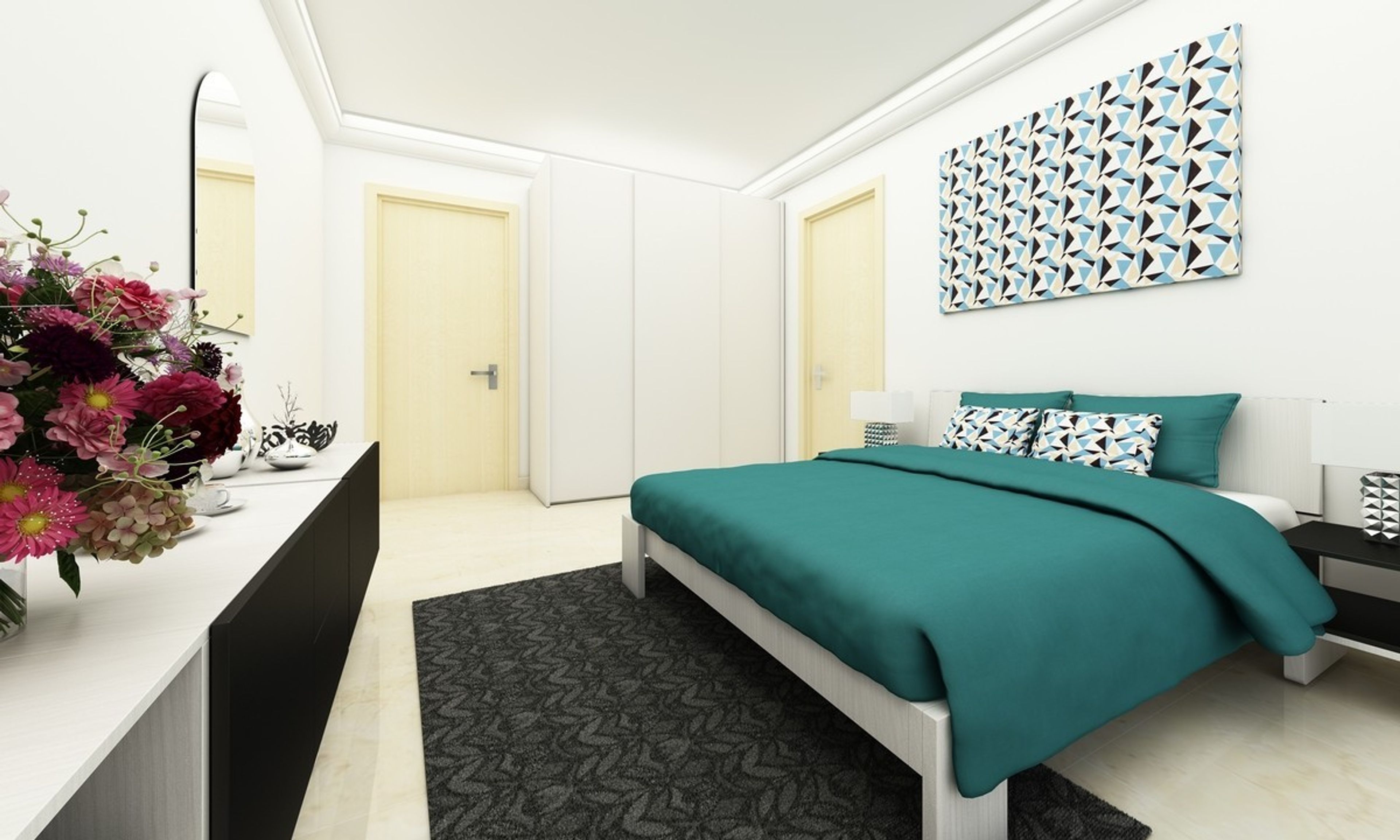 Contemporary Guest Bedroom Design With Bedroom Wallpaper