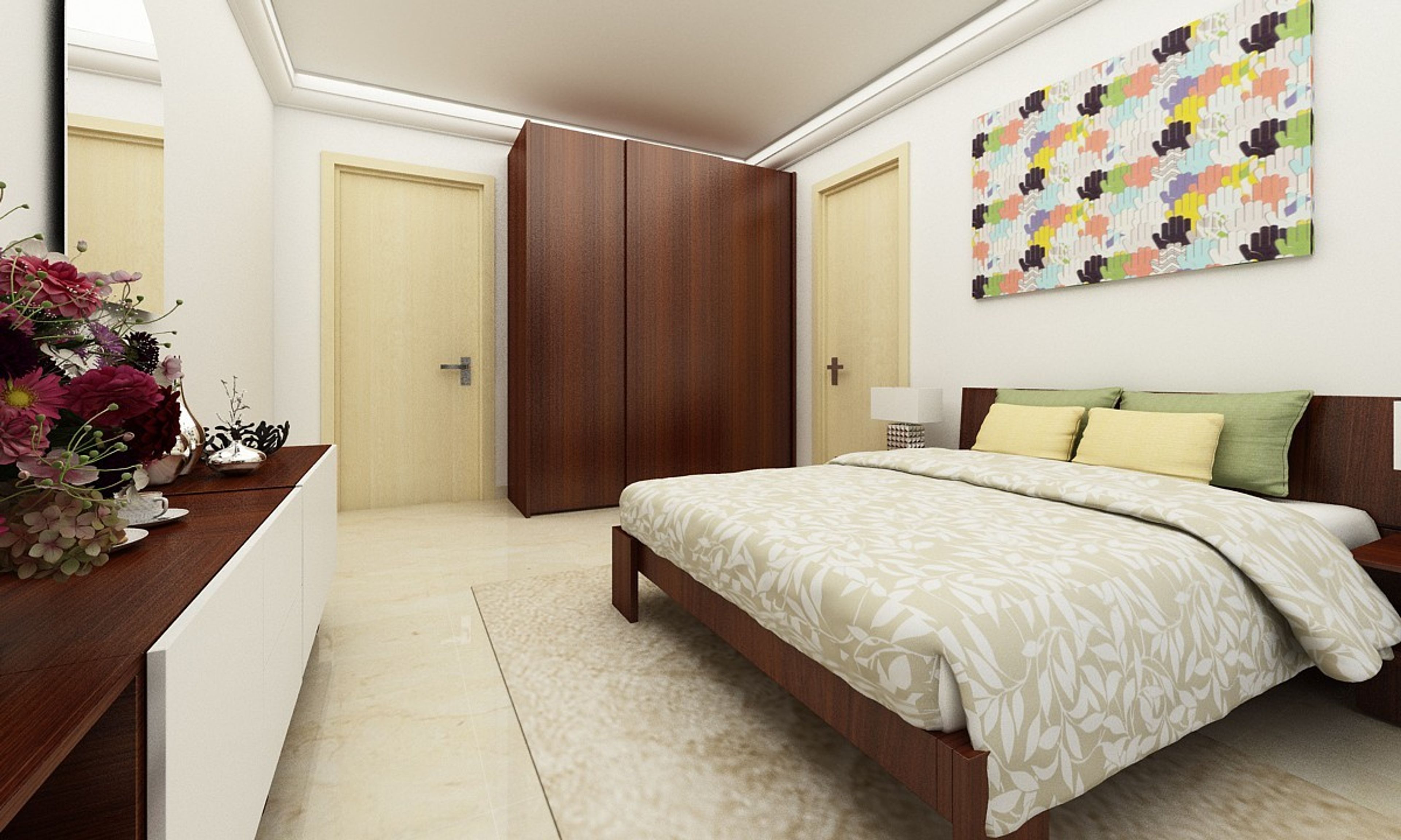 Compact Guest Bedroom Design In White And Brown