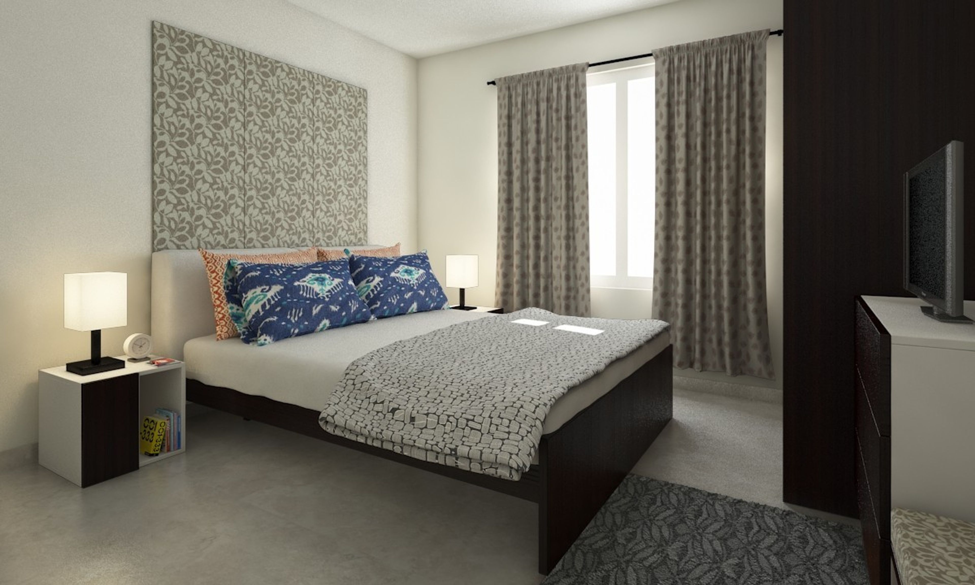 Modern Guest Bedroom Design With Bedroom Tile Design