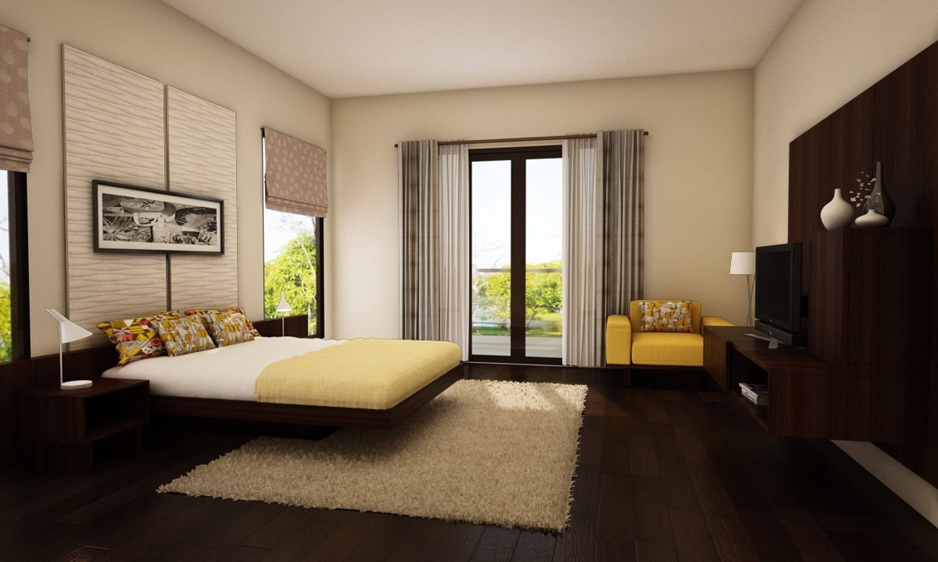 Contemporary Master Bedroom Design With Wall Paint