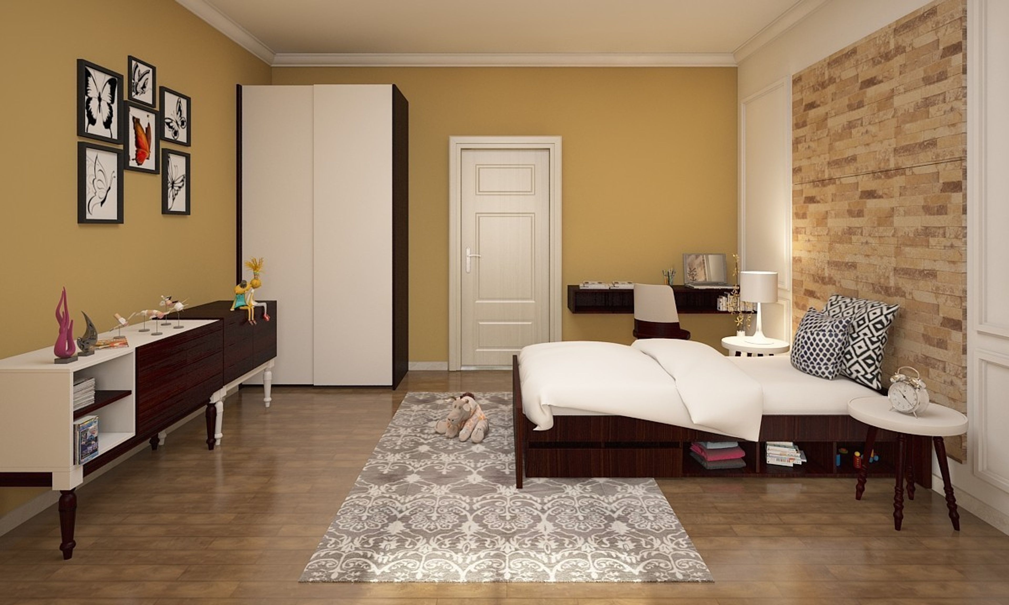 Contemporary Kid's Room Design In Brown