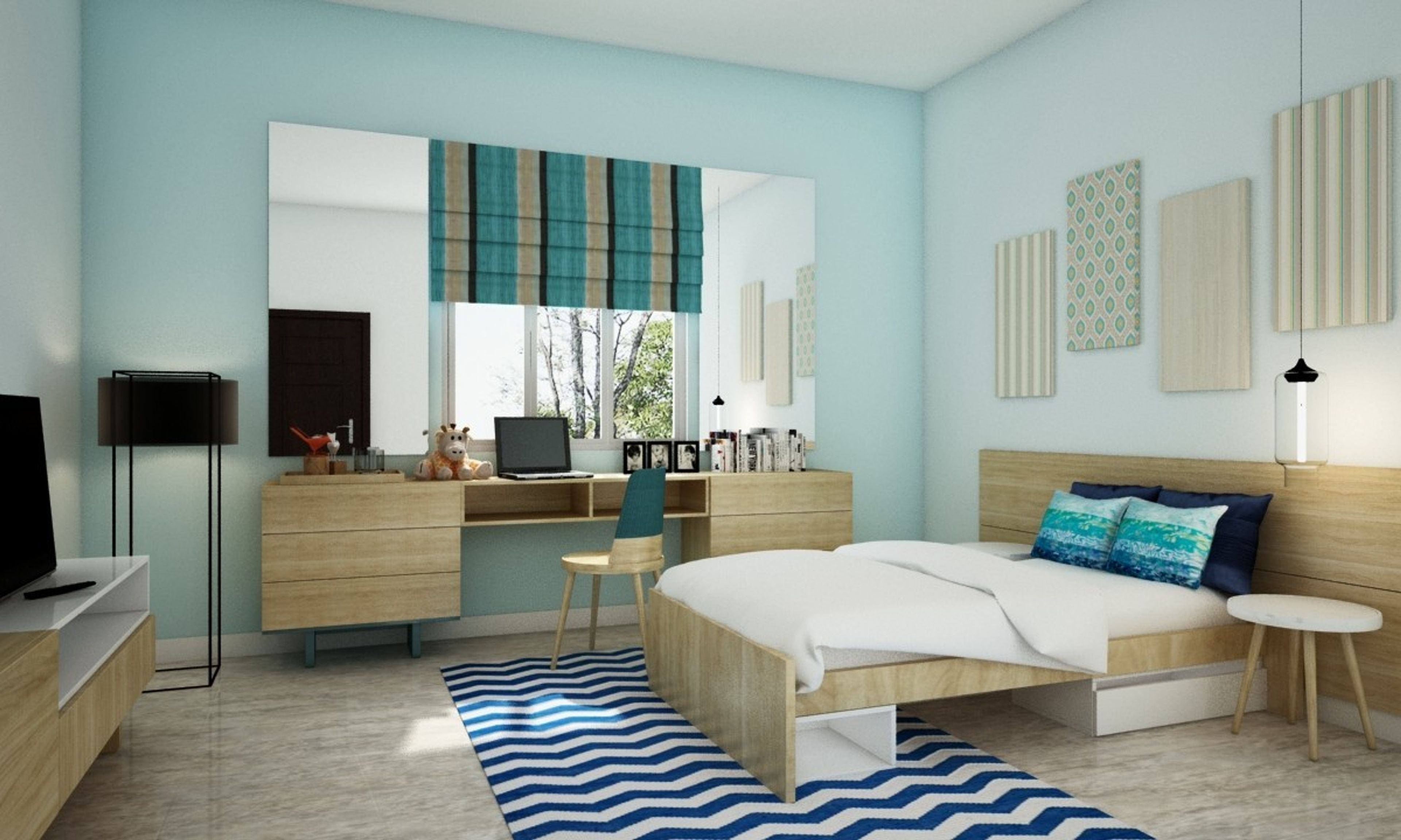 Modern Kid's Room Design With Wooden Textures