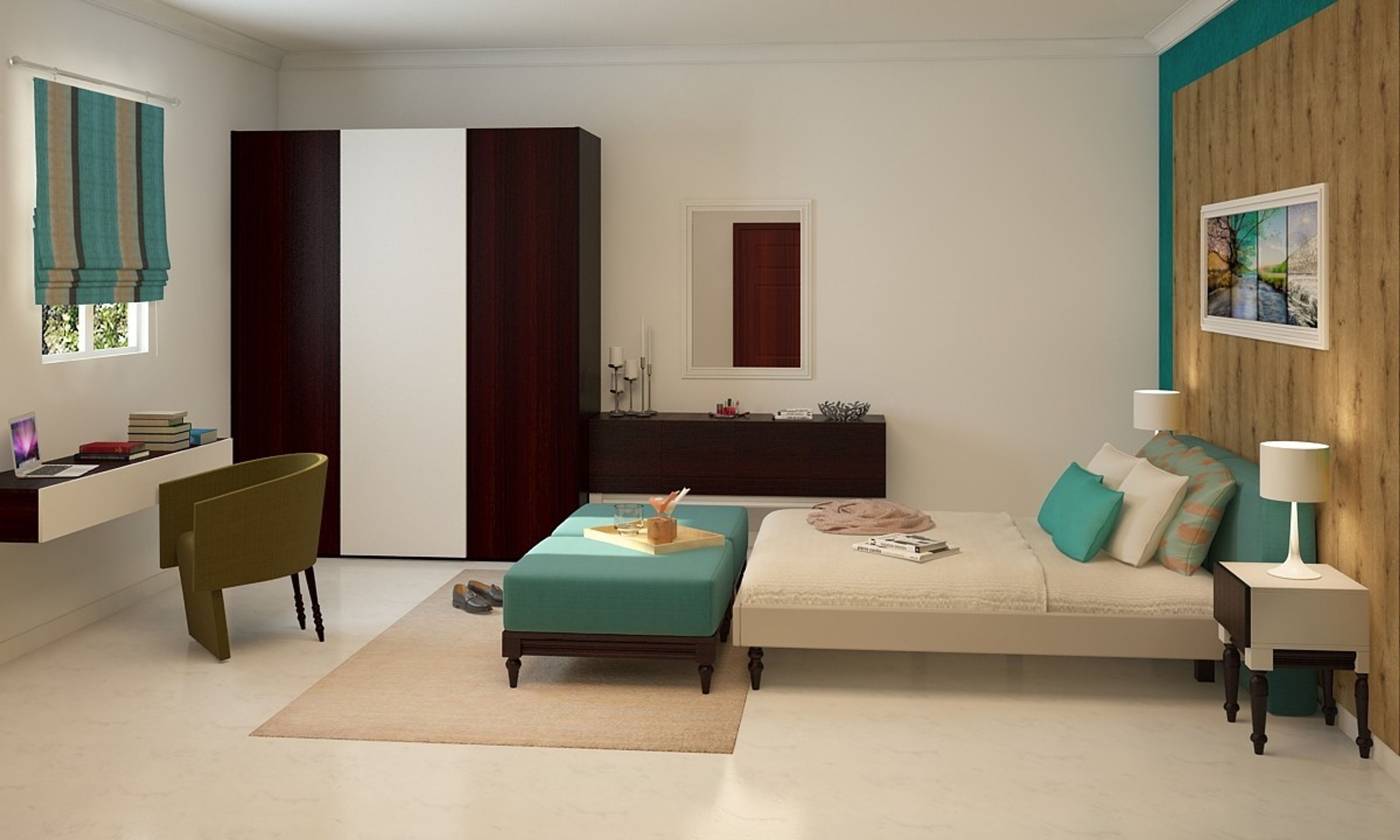 Contemporary Master Bedroom With Blue Urban Finishing