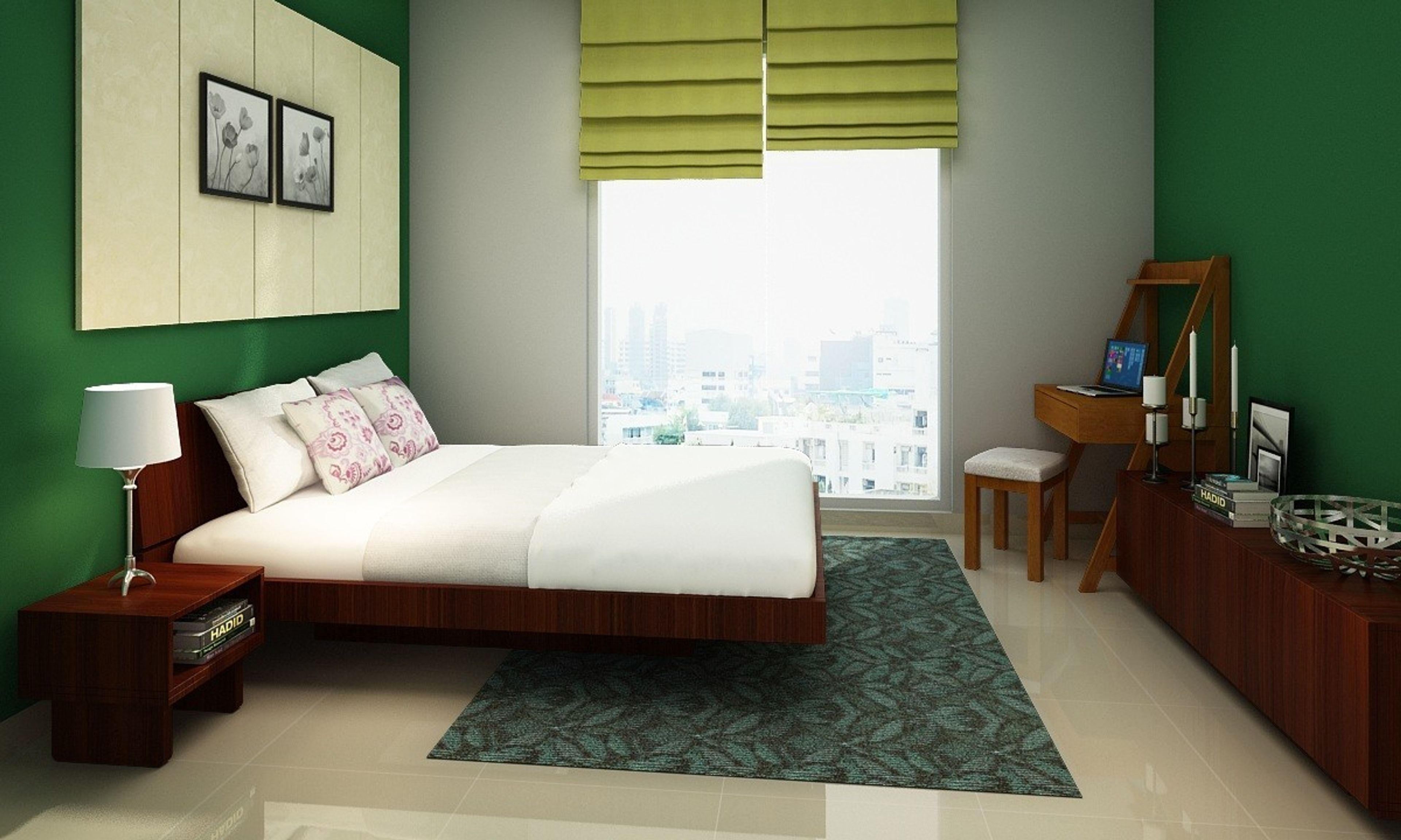 Modern Guest Bedroom With Bedroom Tile Design