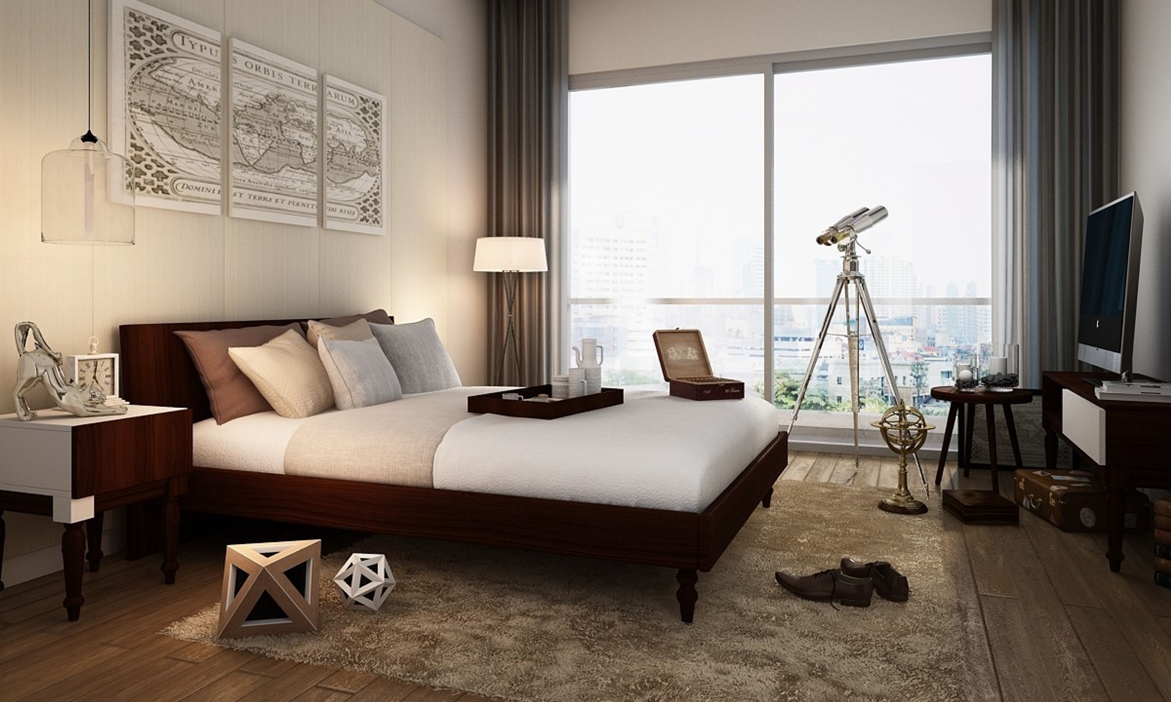 Modern Multifunctional Master Bedroom Design With Wall Panelling