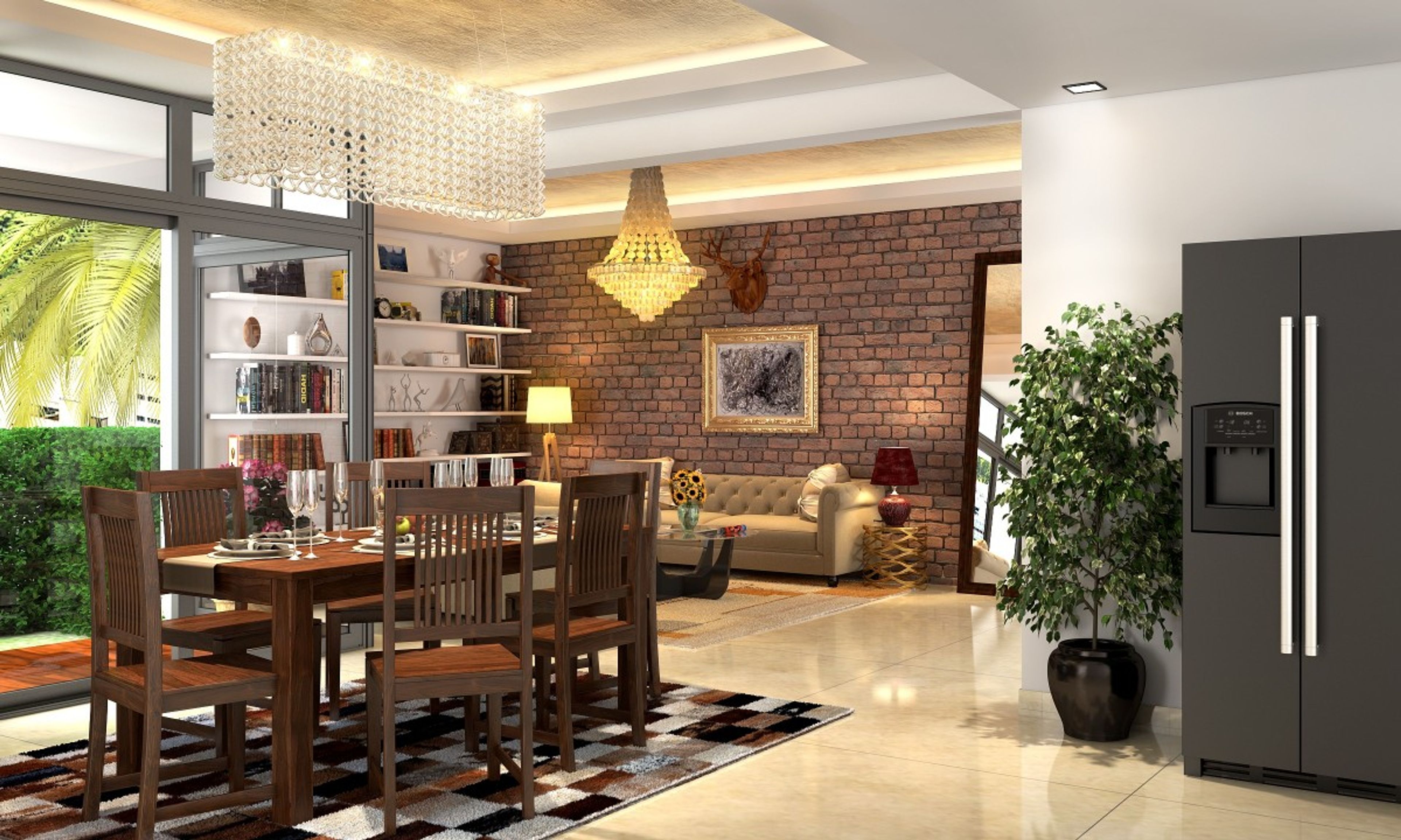 Contemporary 6-Seater All-Wood Dining Room Design