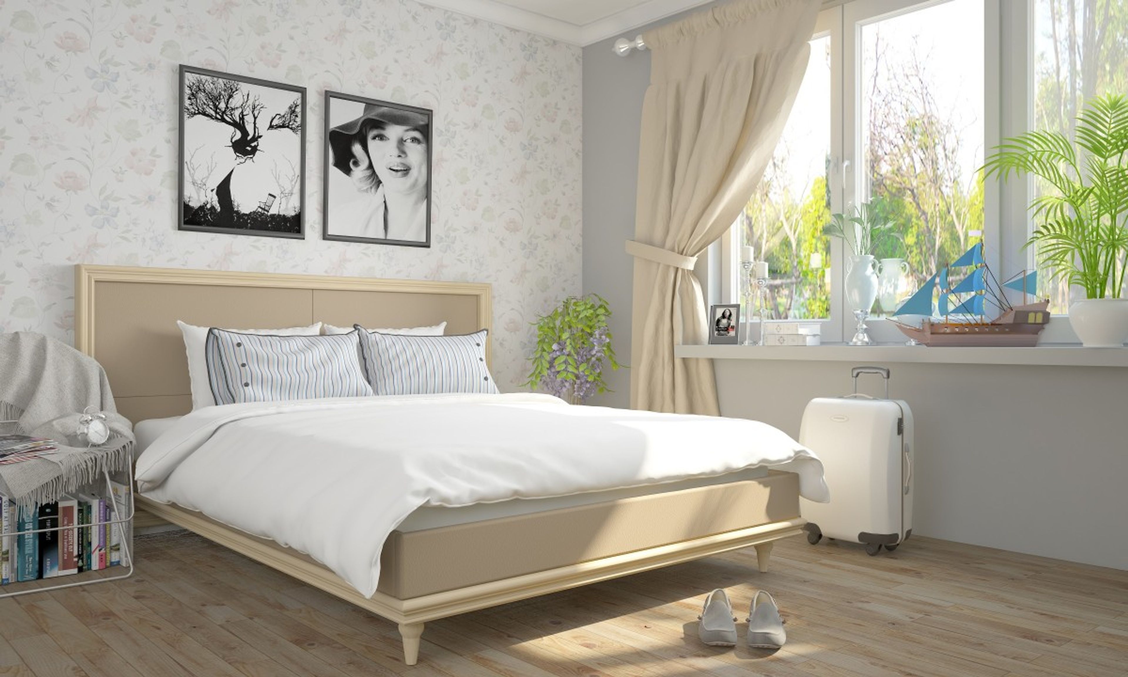 Contemporary Spacious Bedroom Design In Grey And Beige