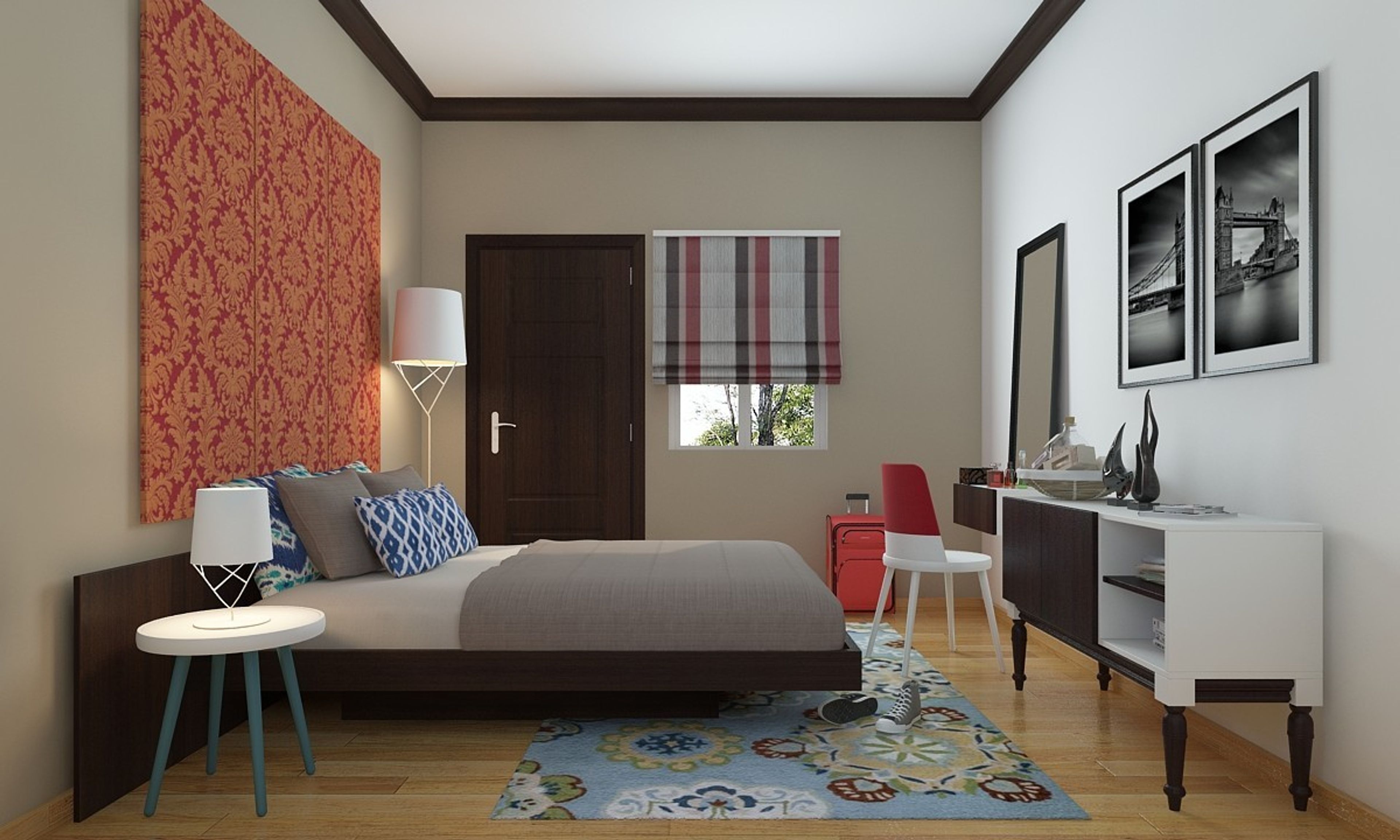 Modern Guest Room Design With Wall Photo Frames