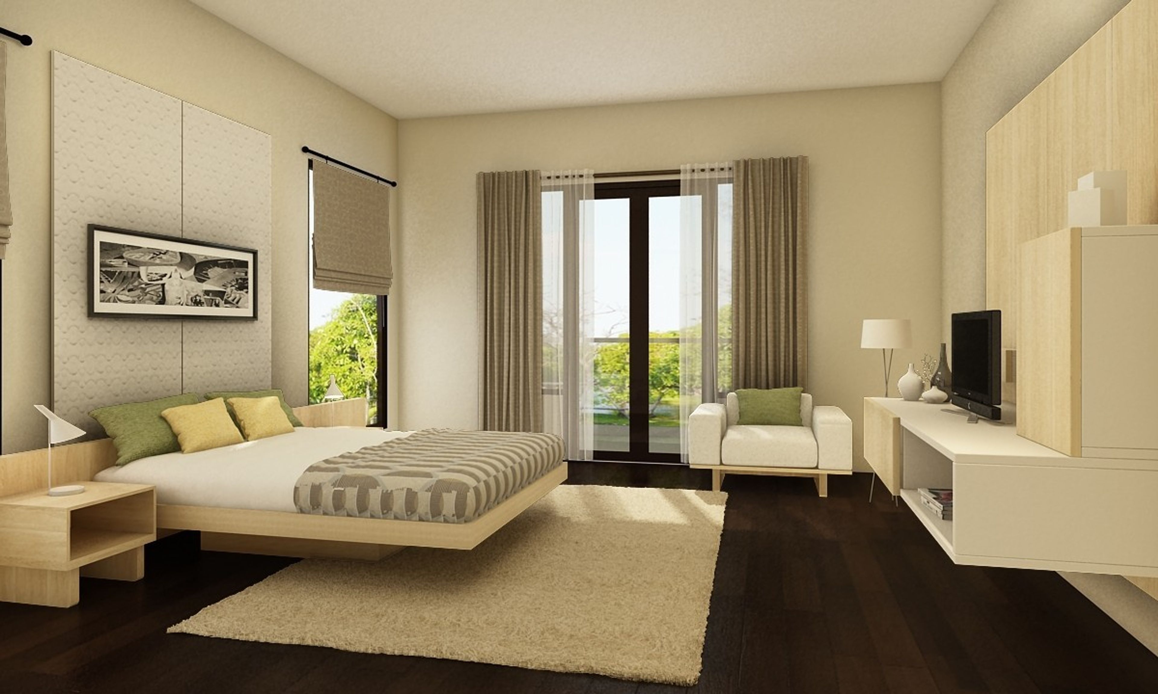 Modern Master Bedroom Design In Cream And White Tones