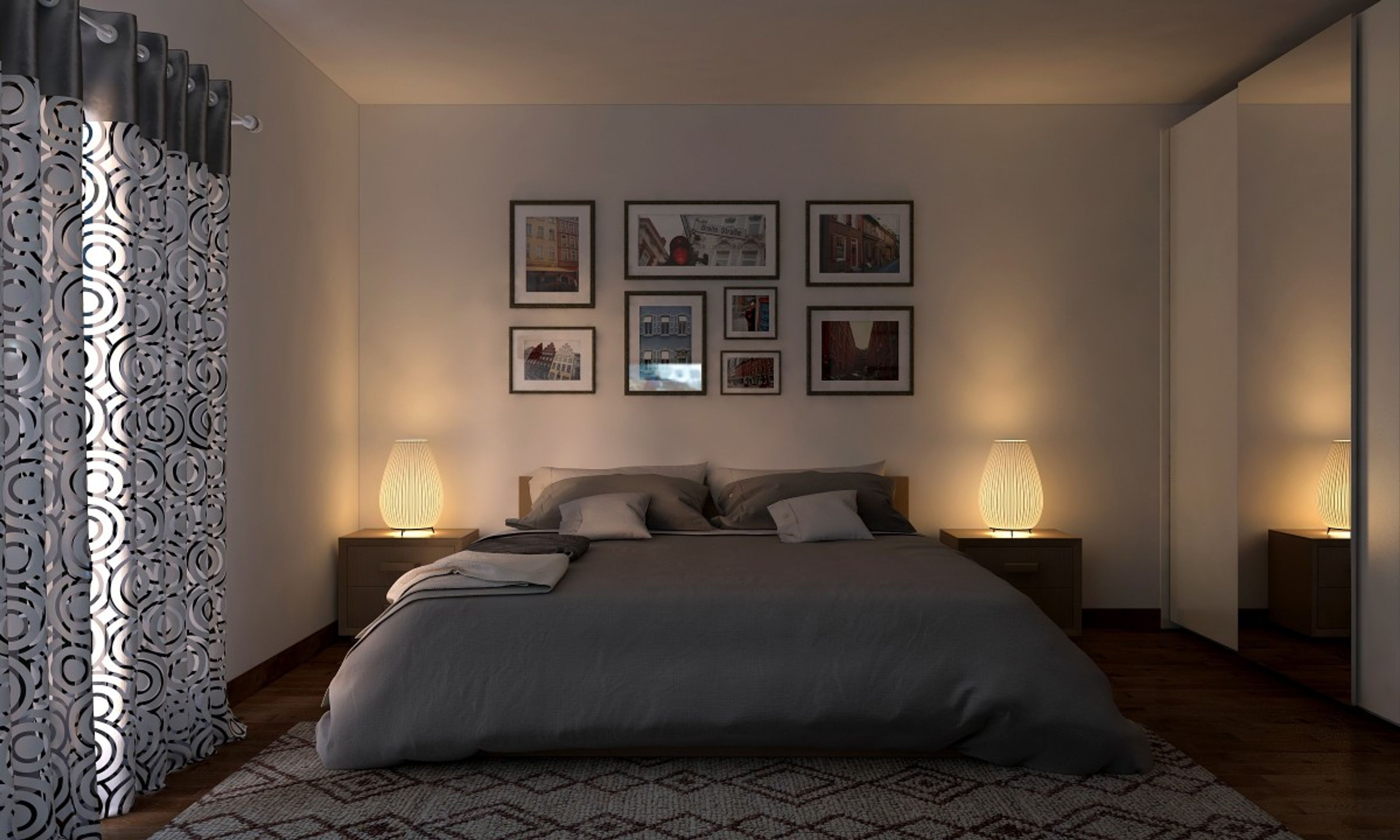 Spacious Guest Bedroom Design With Wall Paintings