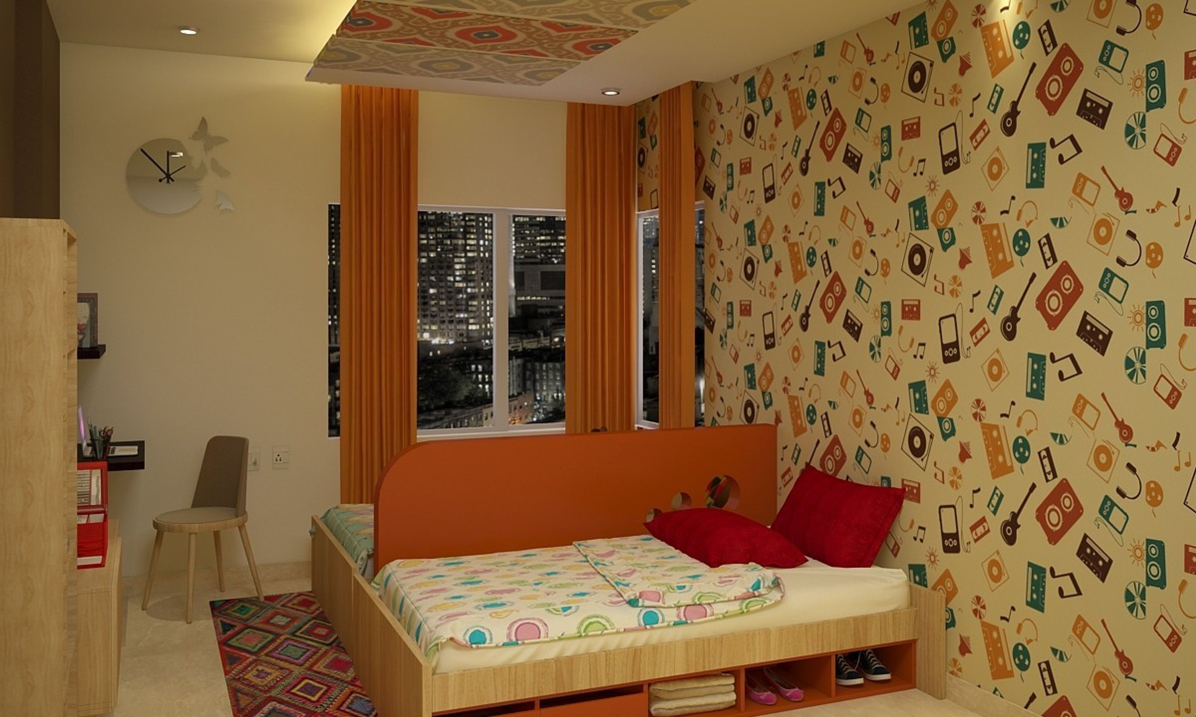 Modern Kid's Room Design In Light Beige