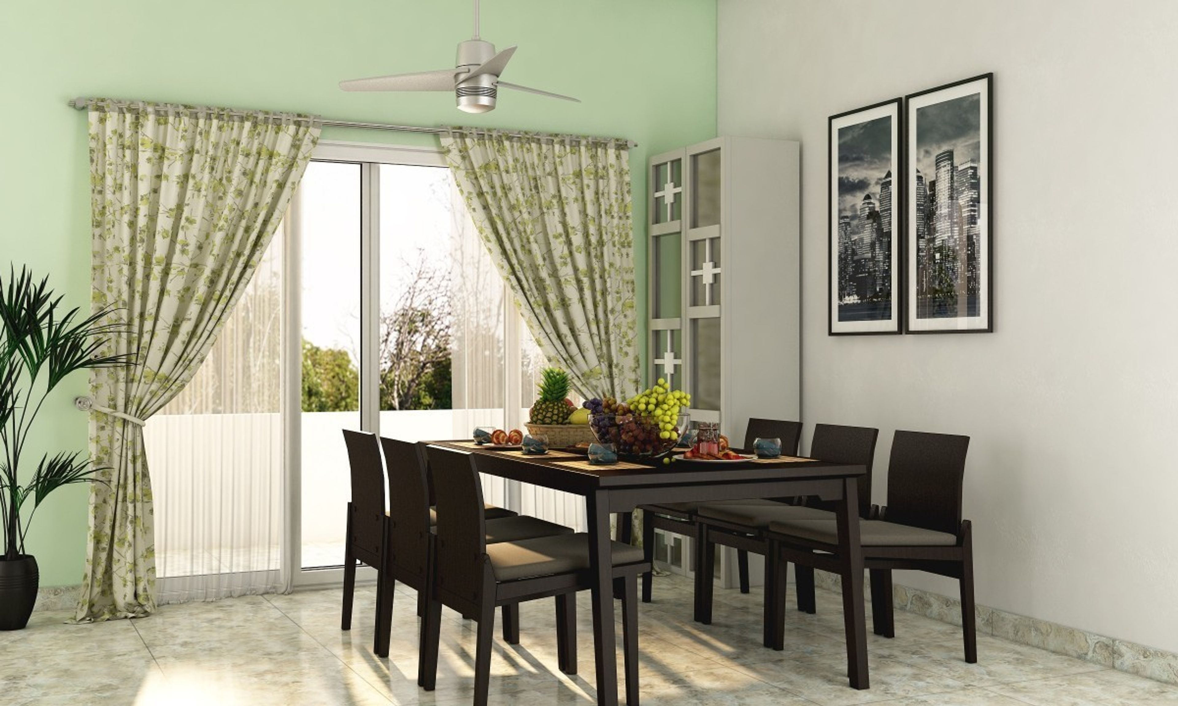 Classic 6-Seater Grey And Wood Dining Room Design
