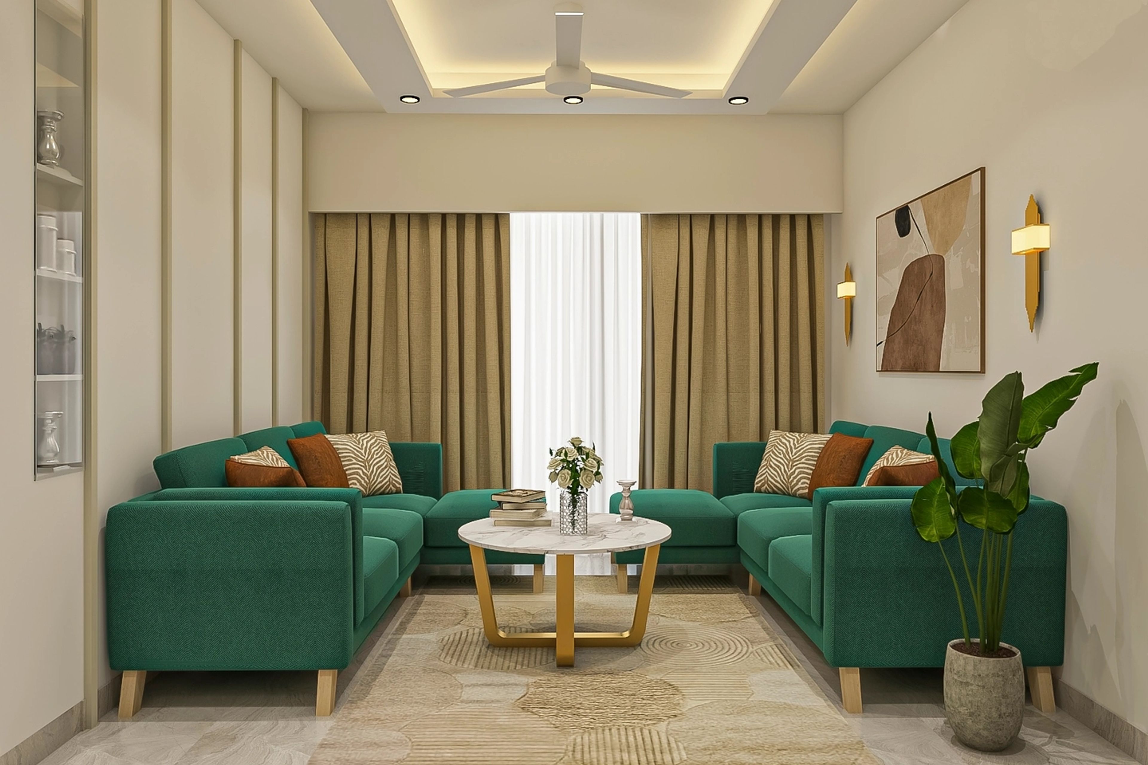 Contemporary Living Room Design With Sea-Green Sofas