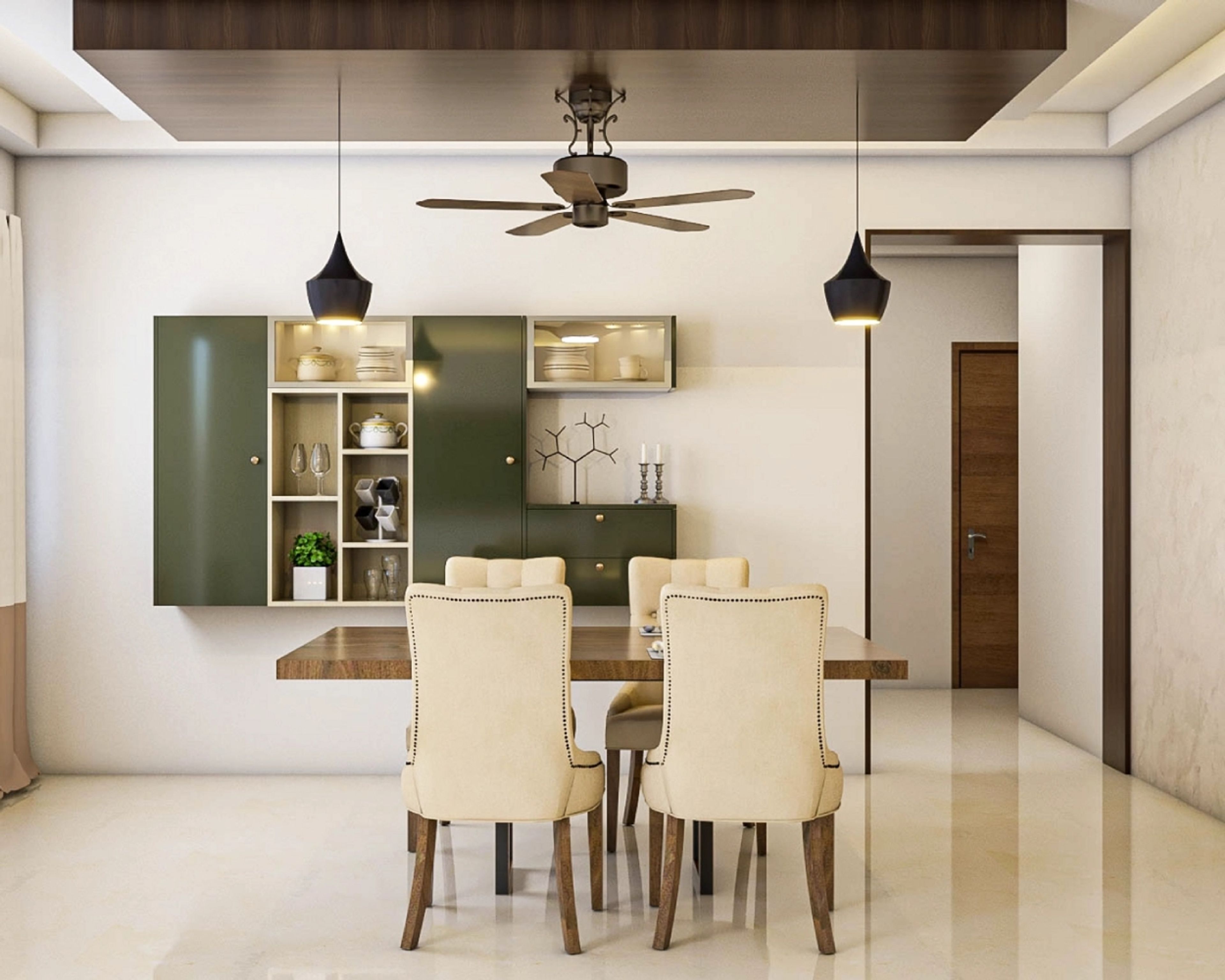 Beige Dining Room Design - Livspace