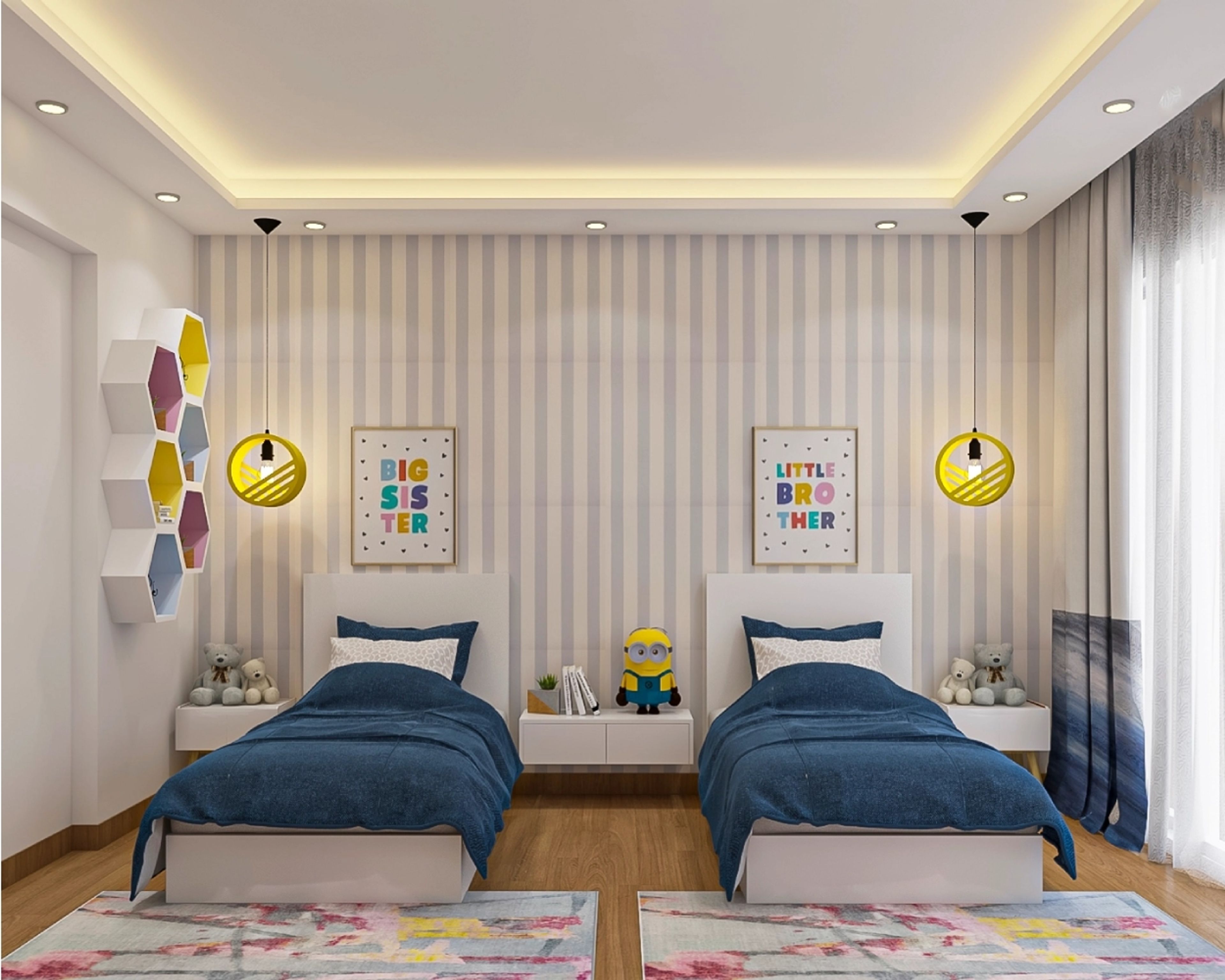Modern Kids Bedroom Design With Dual Beds