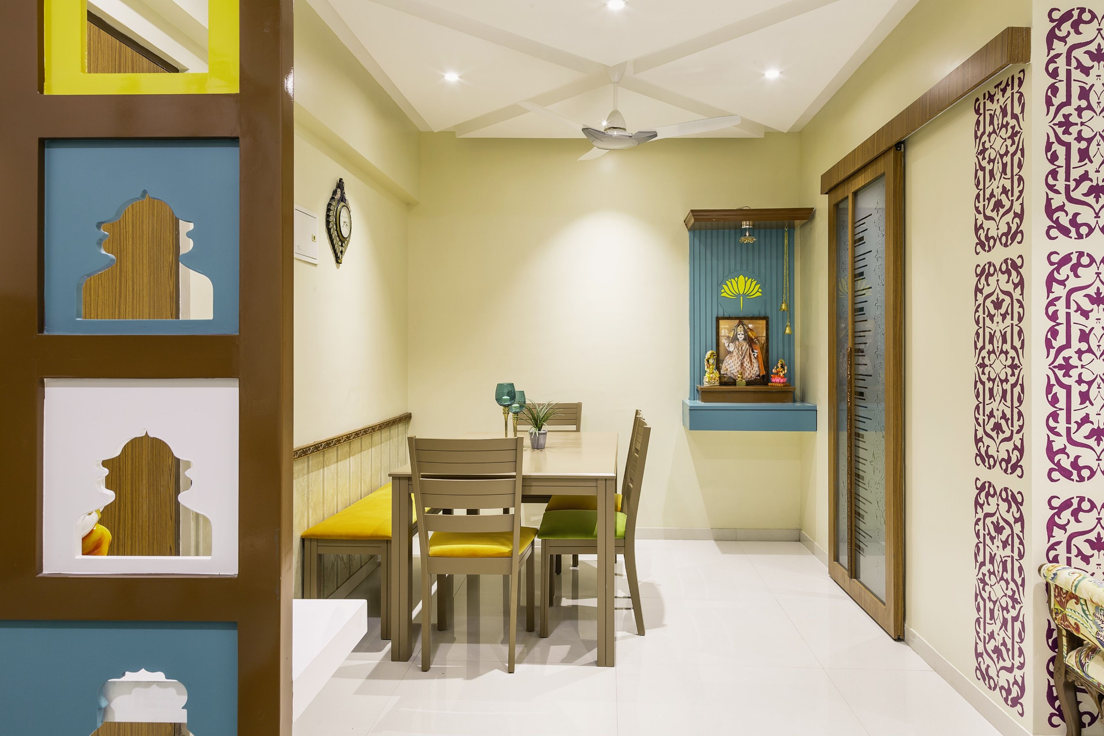 Rectangular False Ceiling Design Created With Four Triangle Pieces - Livspace