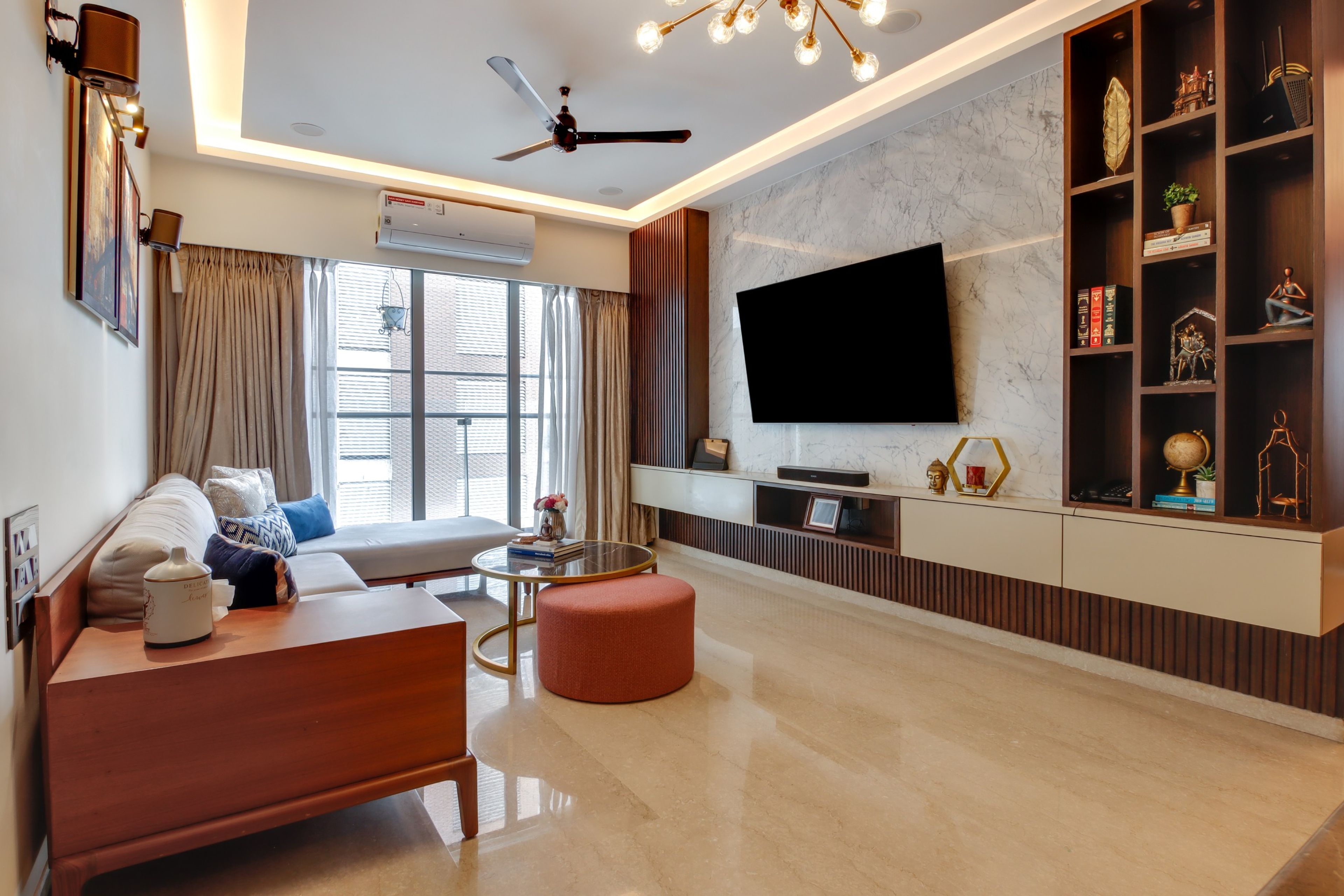 Centre Drop-Down False Ceiling Design - Livspace
