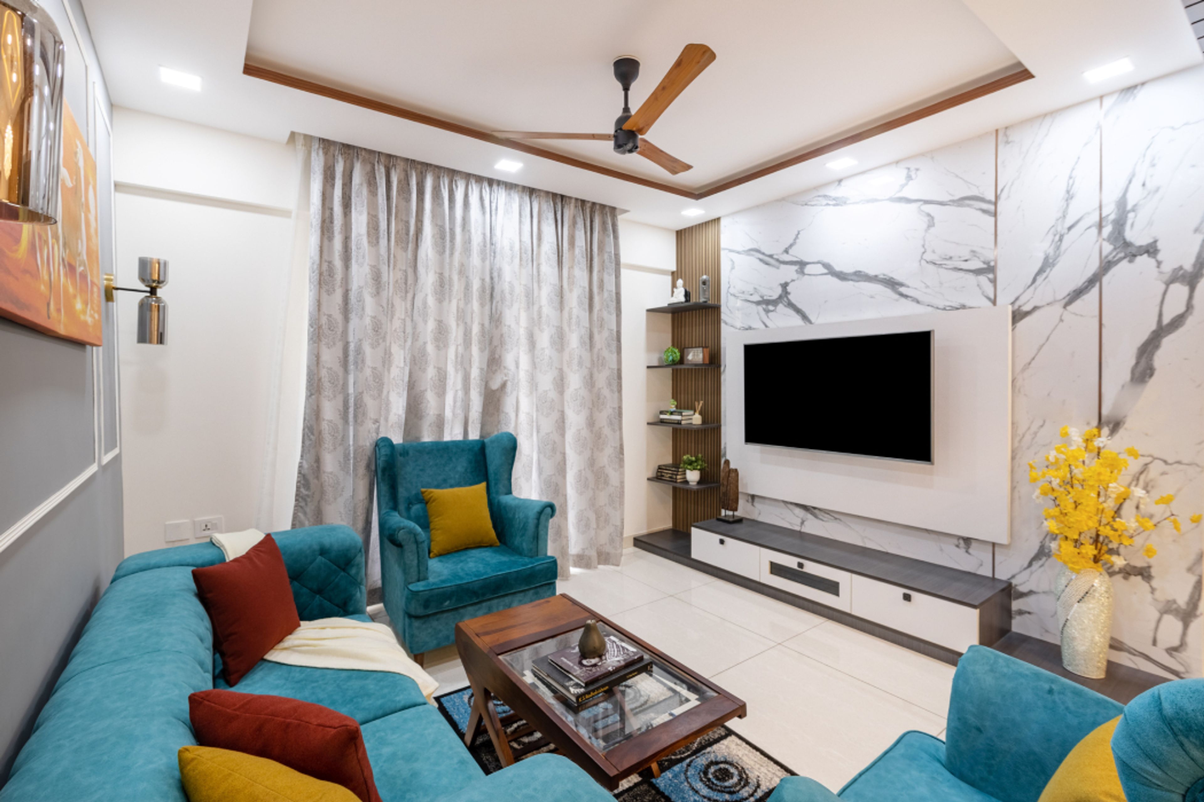 Elegant Wooden False Ceiling Design - Livspace