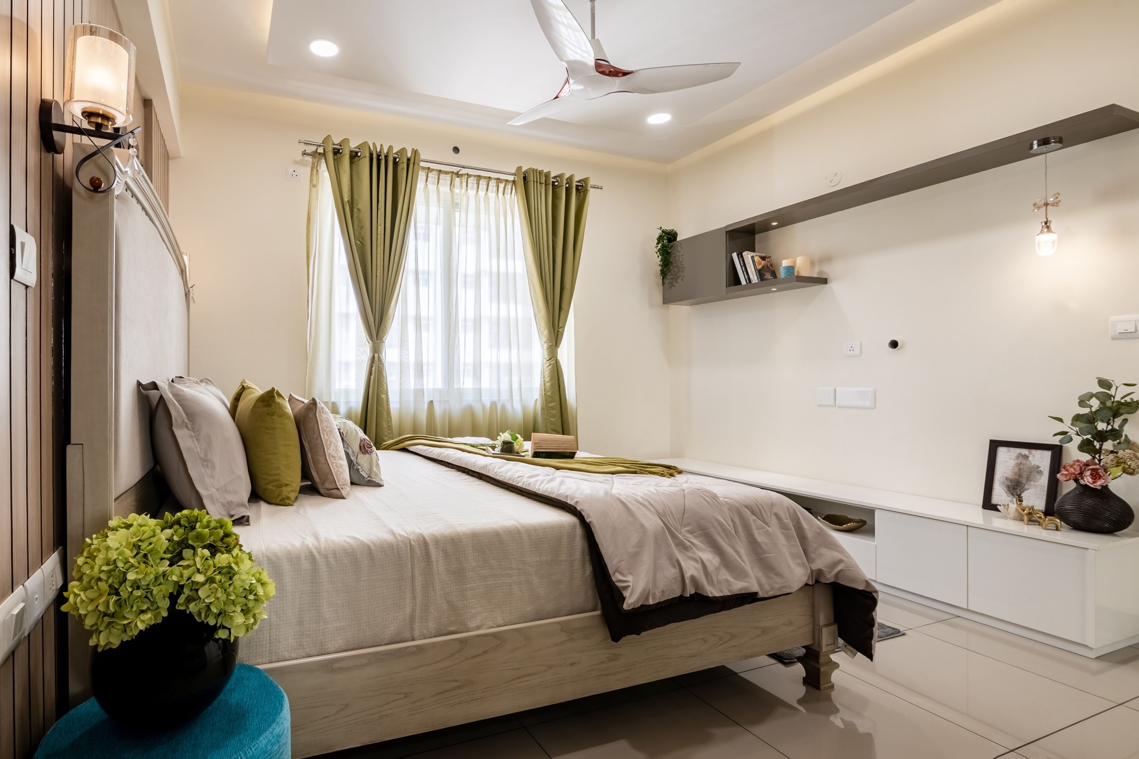 False ceiling with strip lighting in a room - Livspace