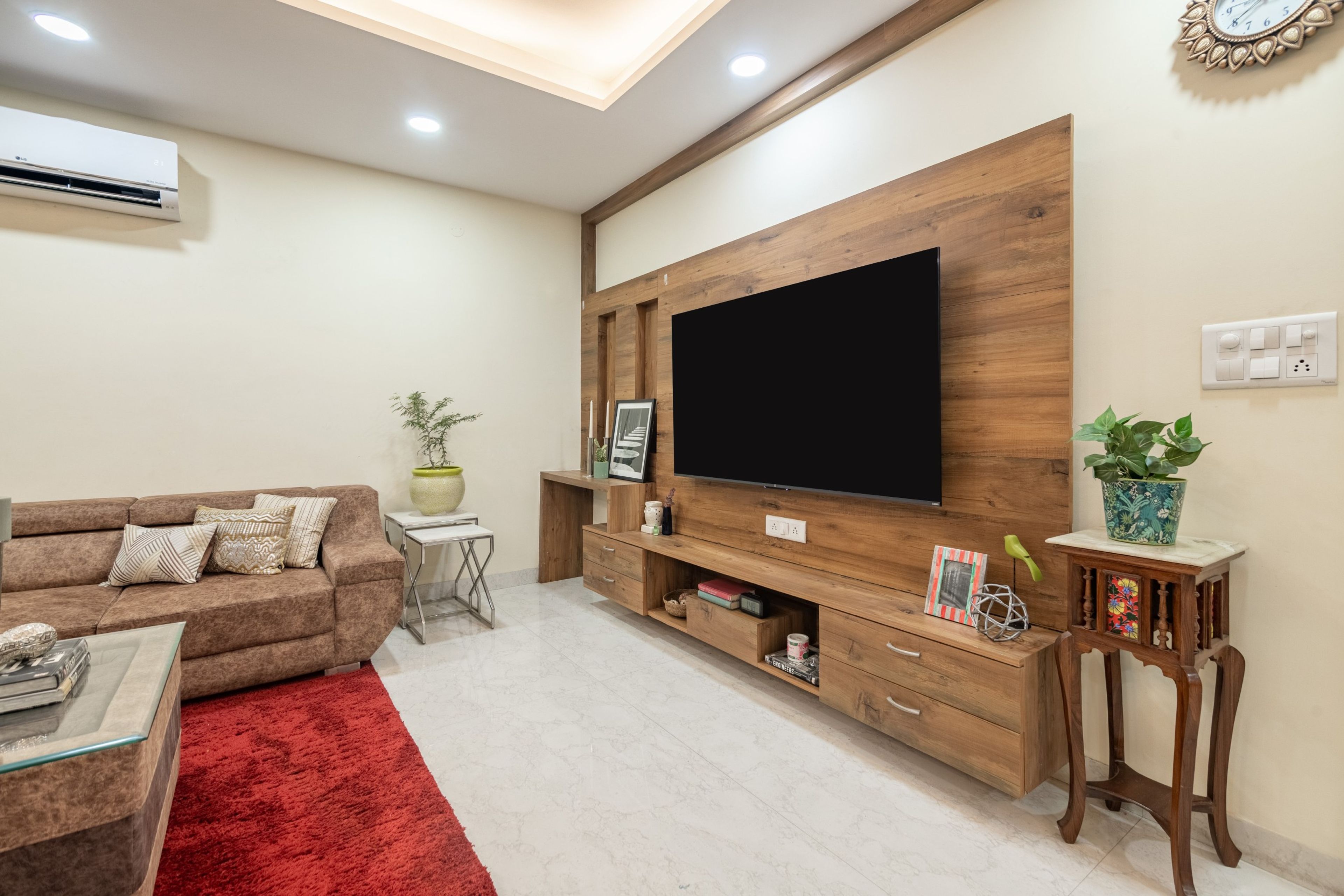 Large Peripheral POP False Ceiling With Spotlights - Livspace