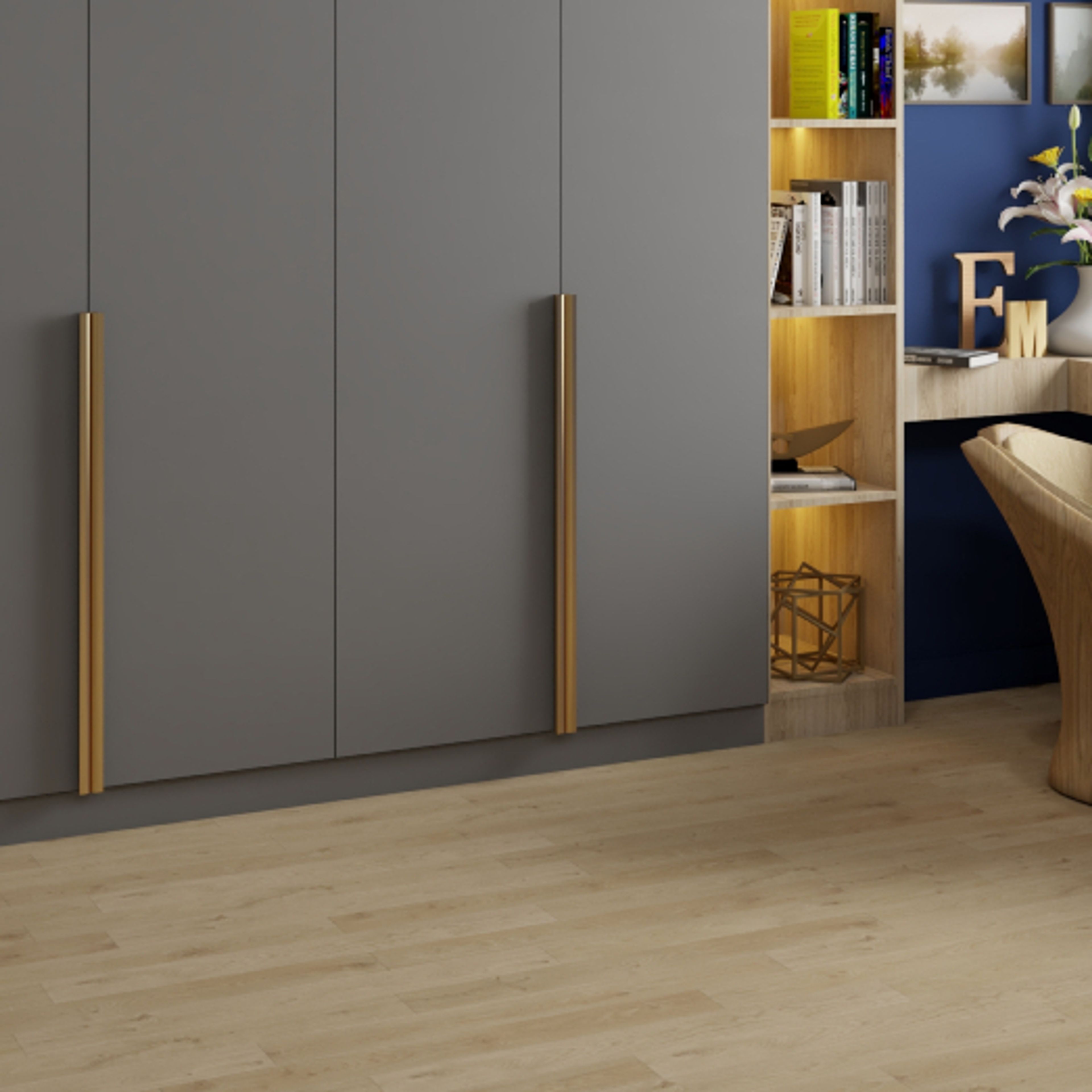 Light Beige Contemporary Flooring With A Wooden Finish