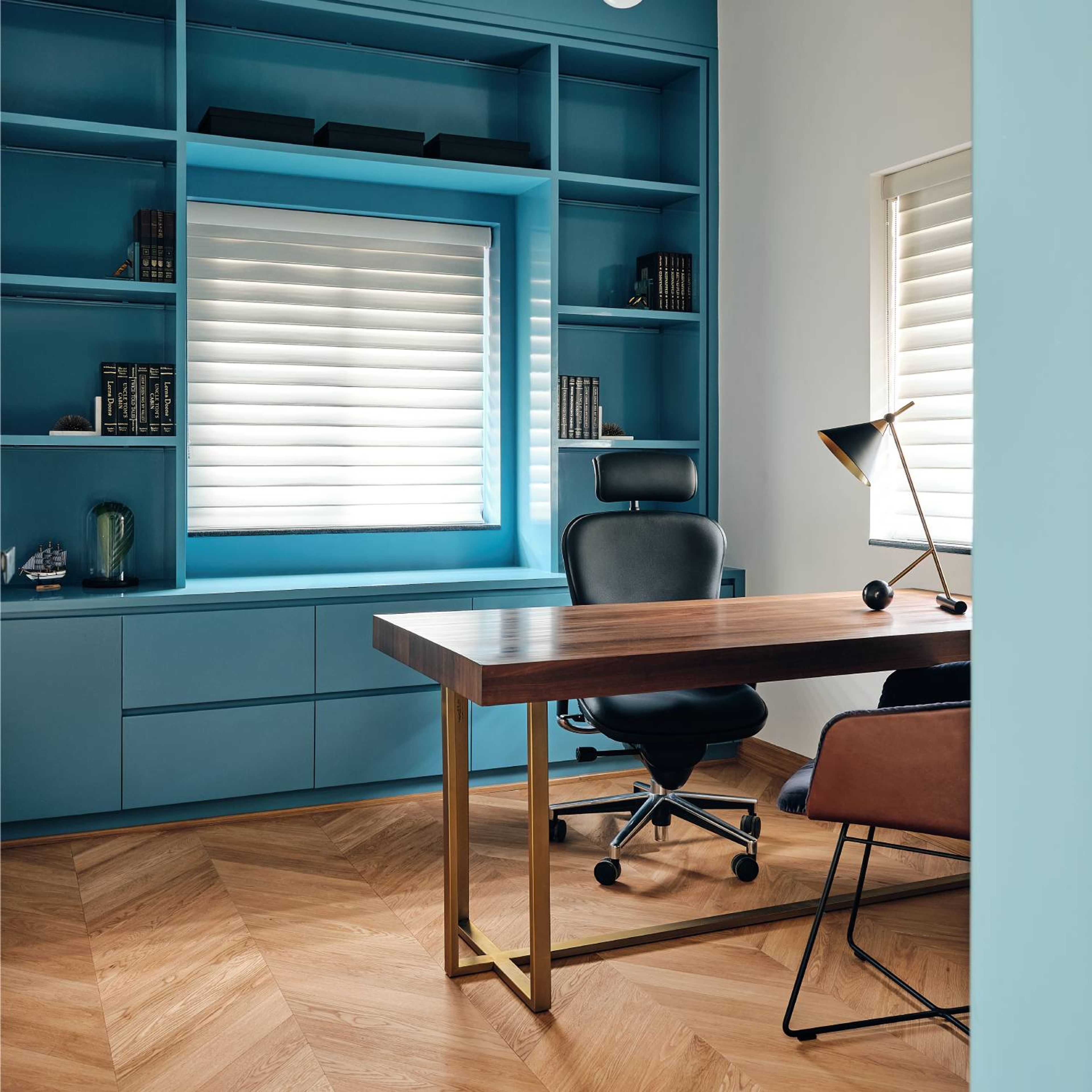 Home Office Design With Blue Danube Wall Storage - Livspace