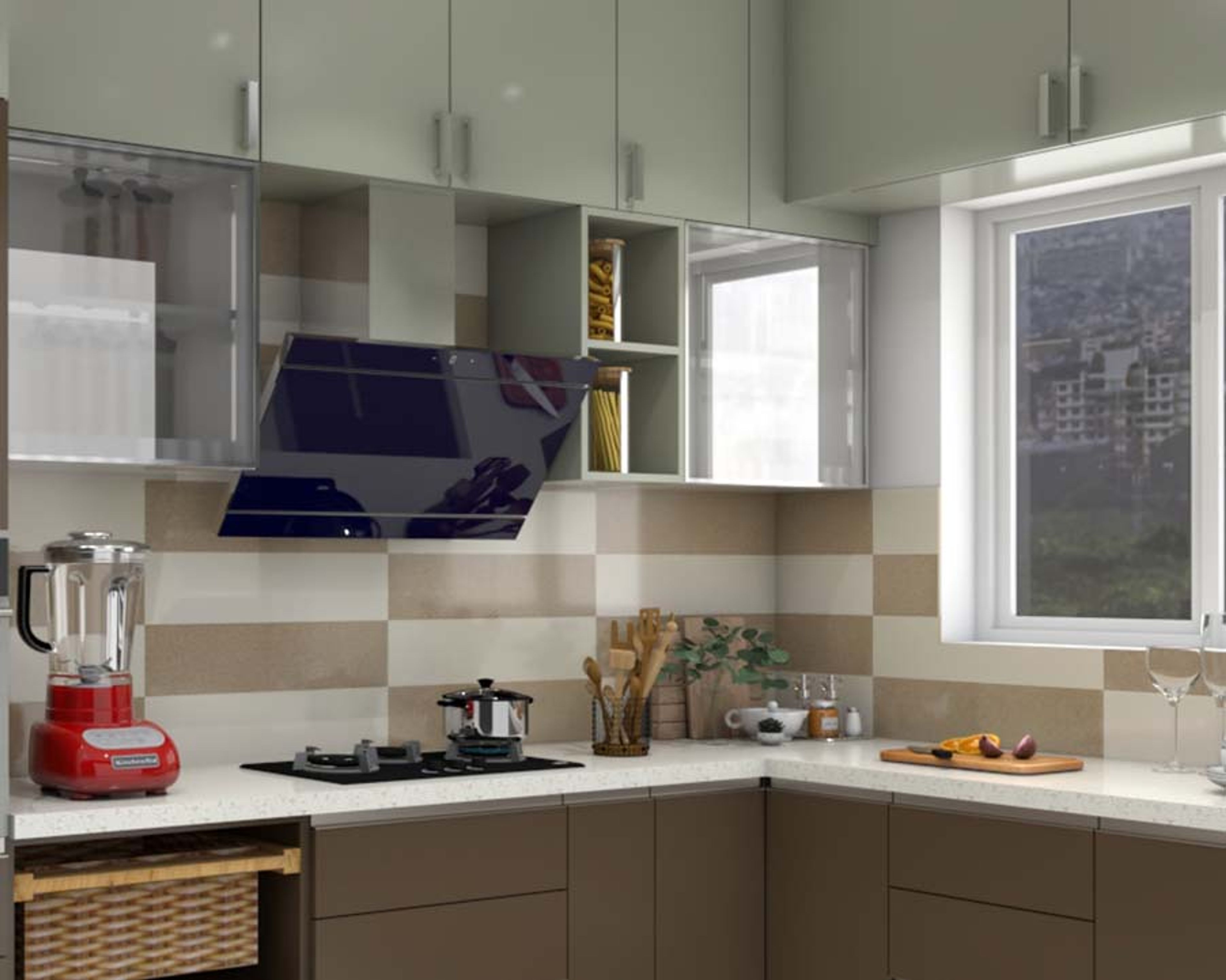 Modern Kitchen Wall Tiles In Subtle Shades - Livspace