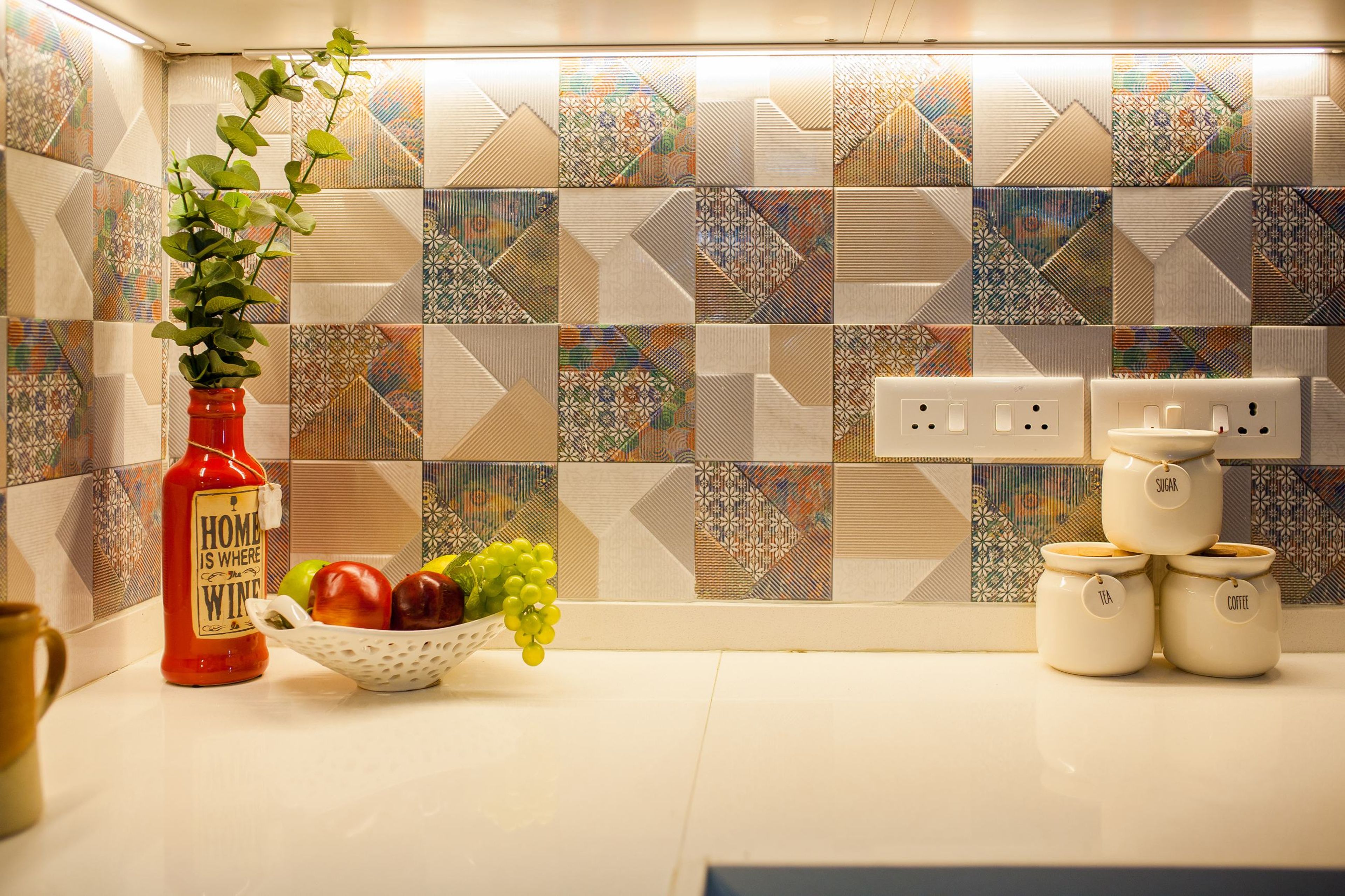 Patterned Wall Tile Design For Kitchens - Livspace