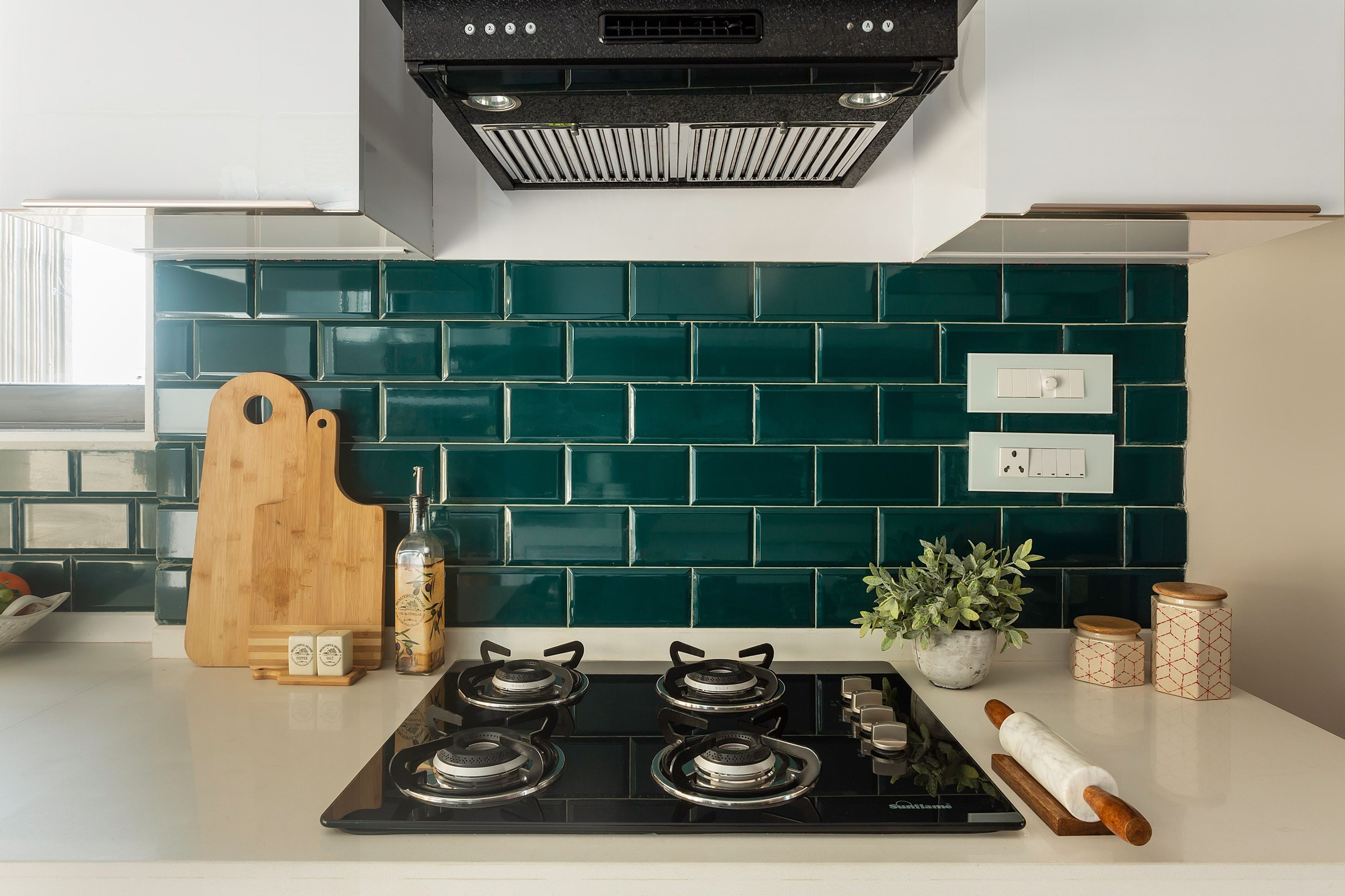 Glossy Turquoise Kitchen Wall Tiles - Livspace