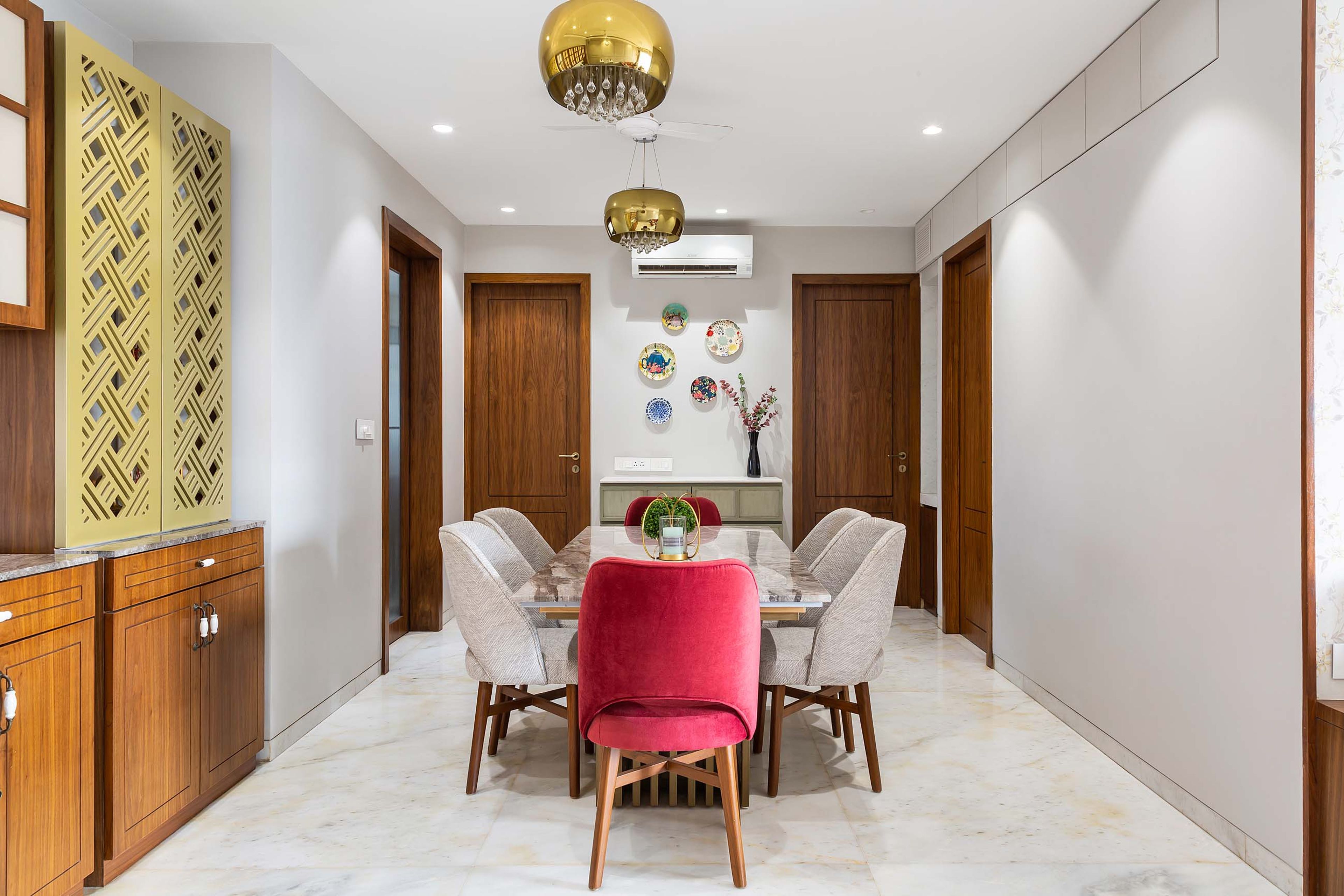 Modern Living Room Tile Design With Golden Details