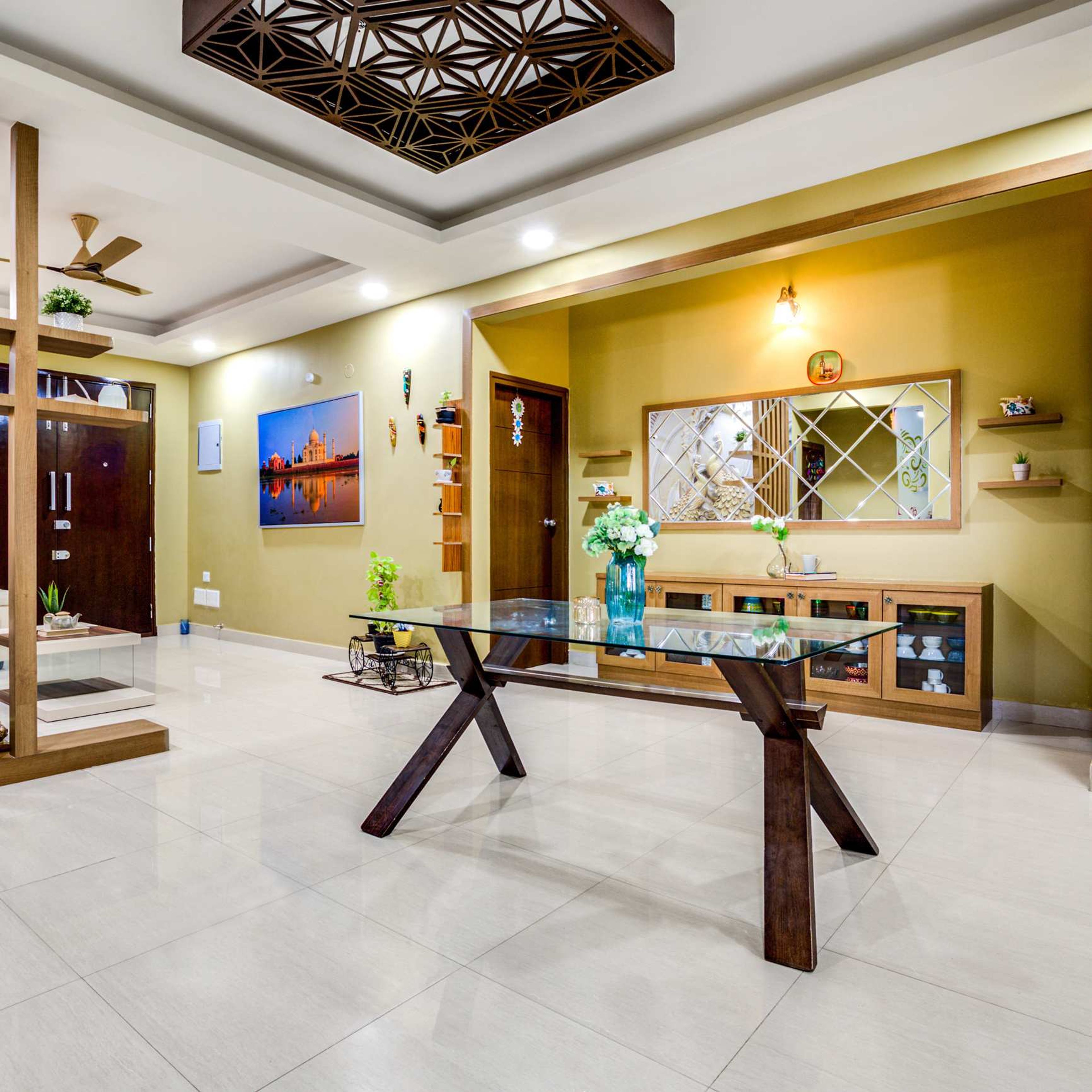 Modern Living Room Tile Design In Cream