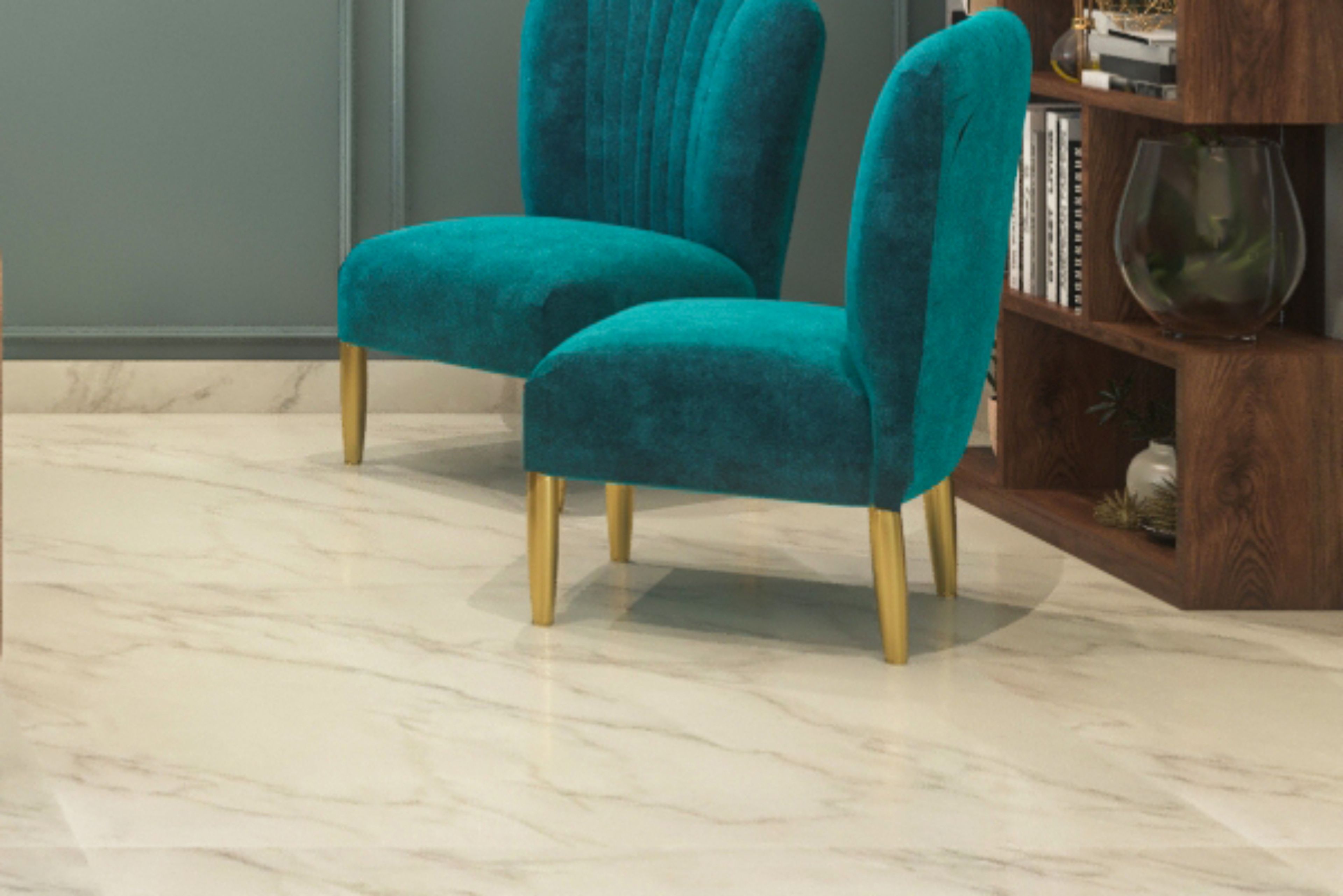 White And Grey Marble Floor Tiles - Livspace