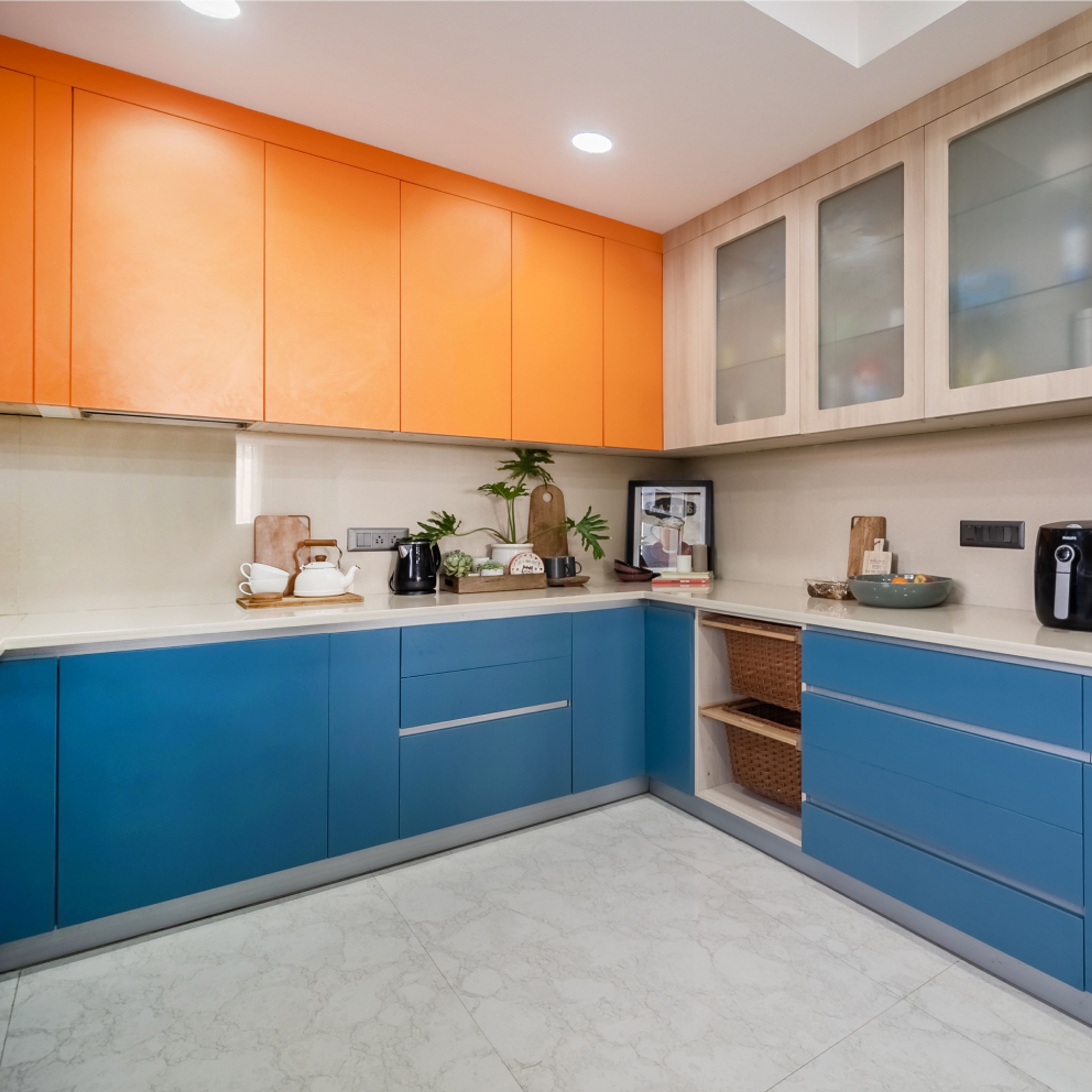 Glossy White Kitchen Tiles Design