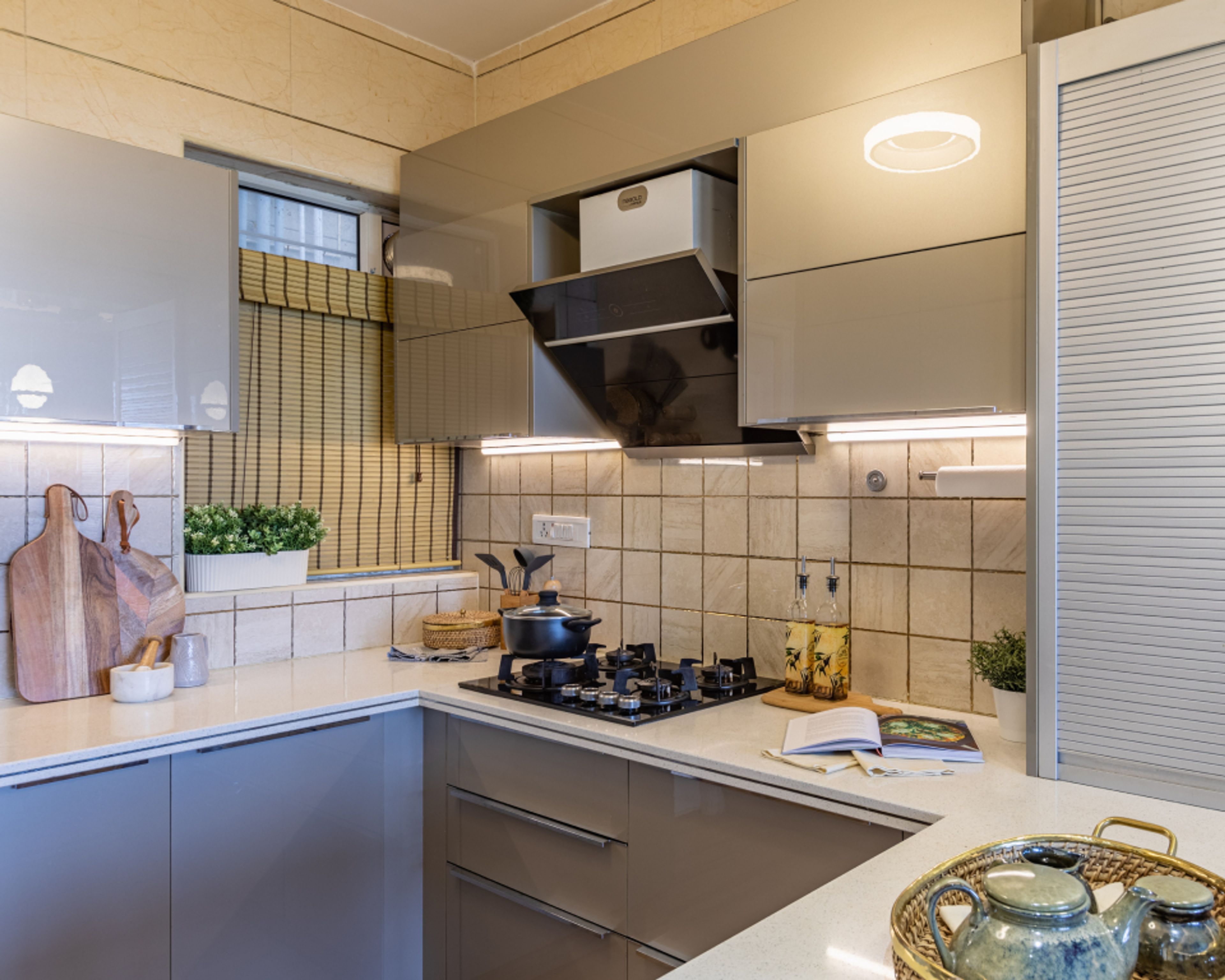 Beige Tiles Design For Kitchens