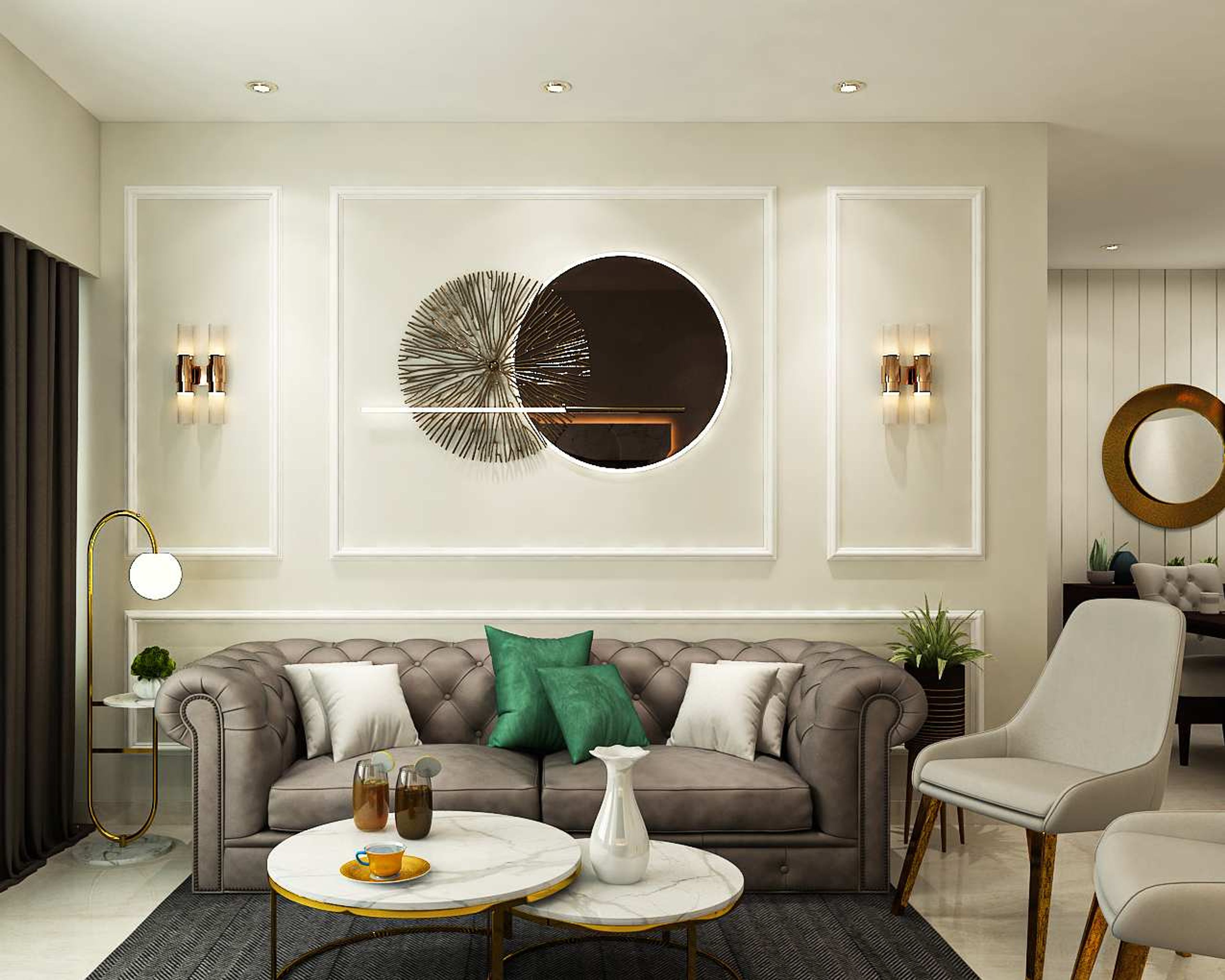 White Wall Painting Design With Contemporary Wall Trims