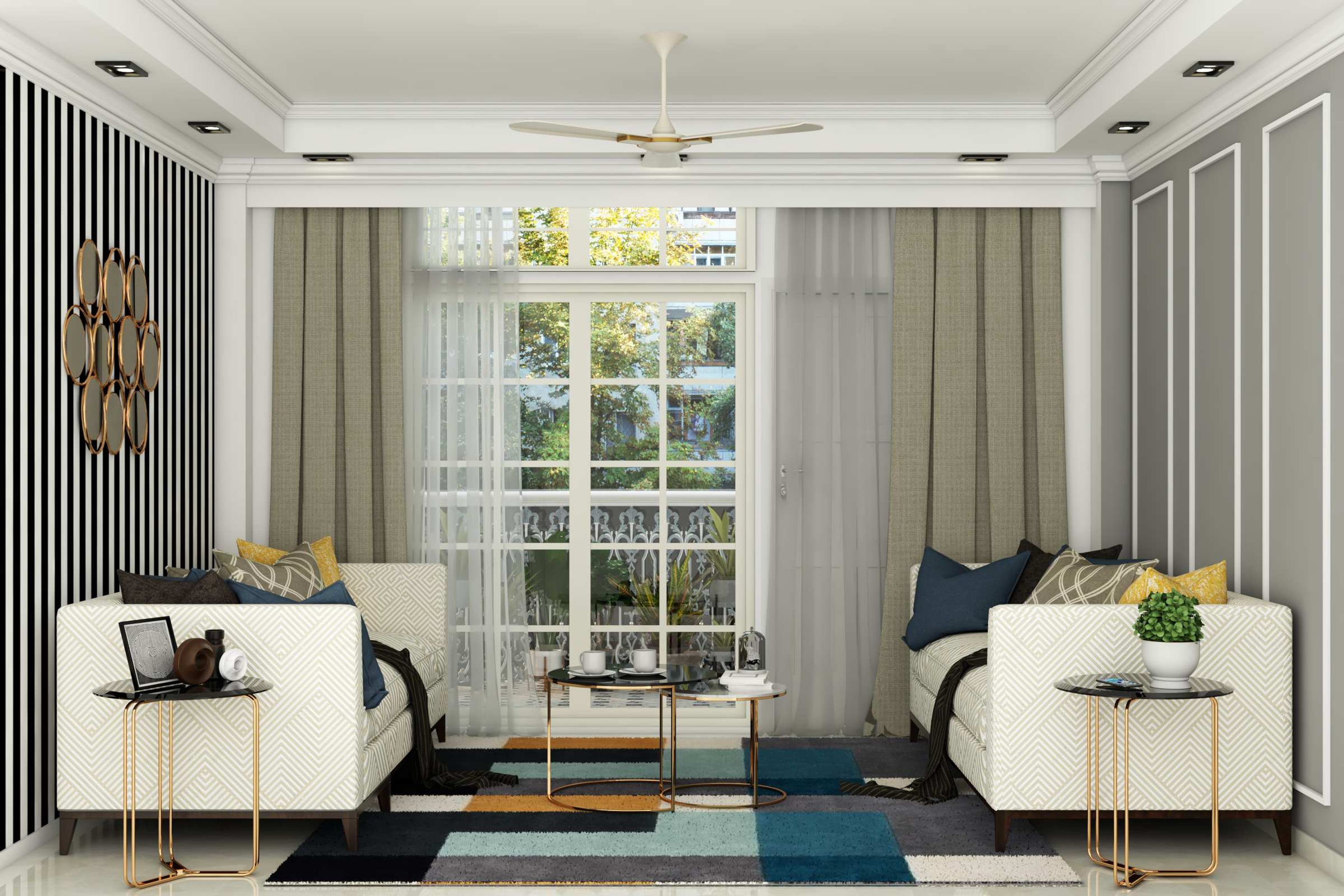 Contemporary Black And White Wall Colour Combination For Living Rooms