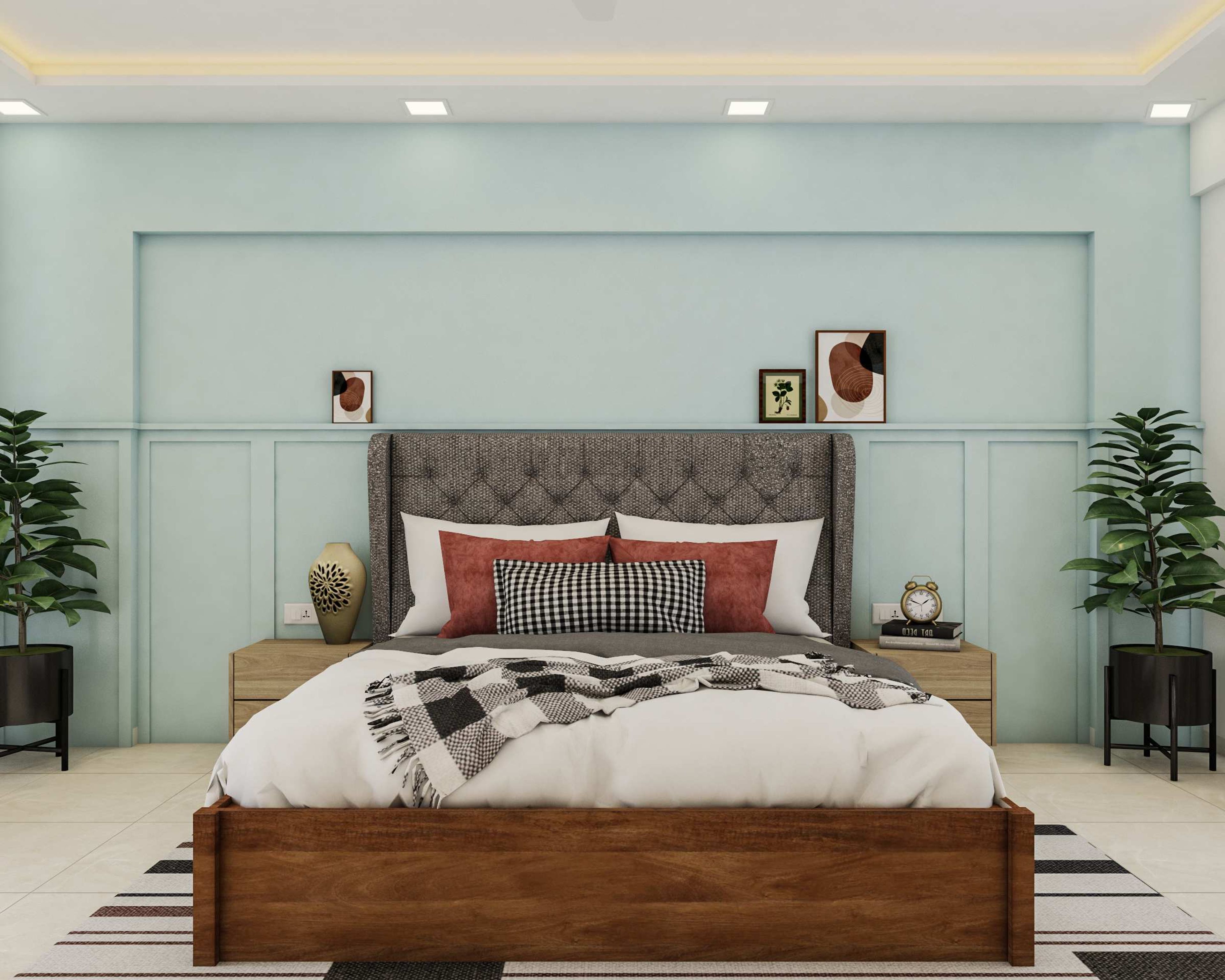 Contemporary Blue Wall Design For Bedrooms