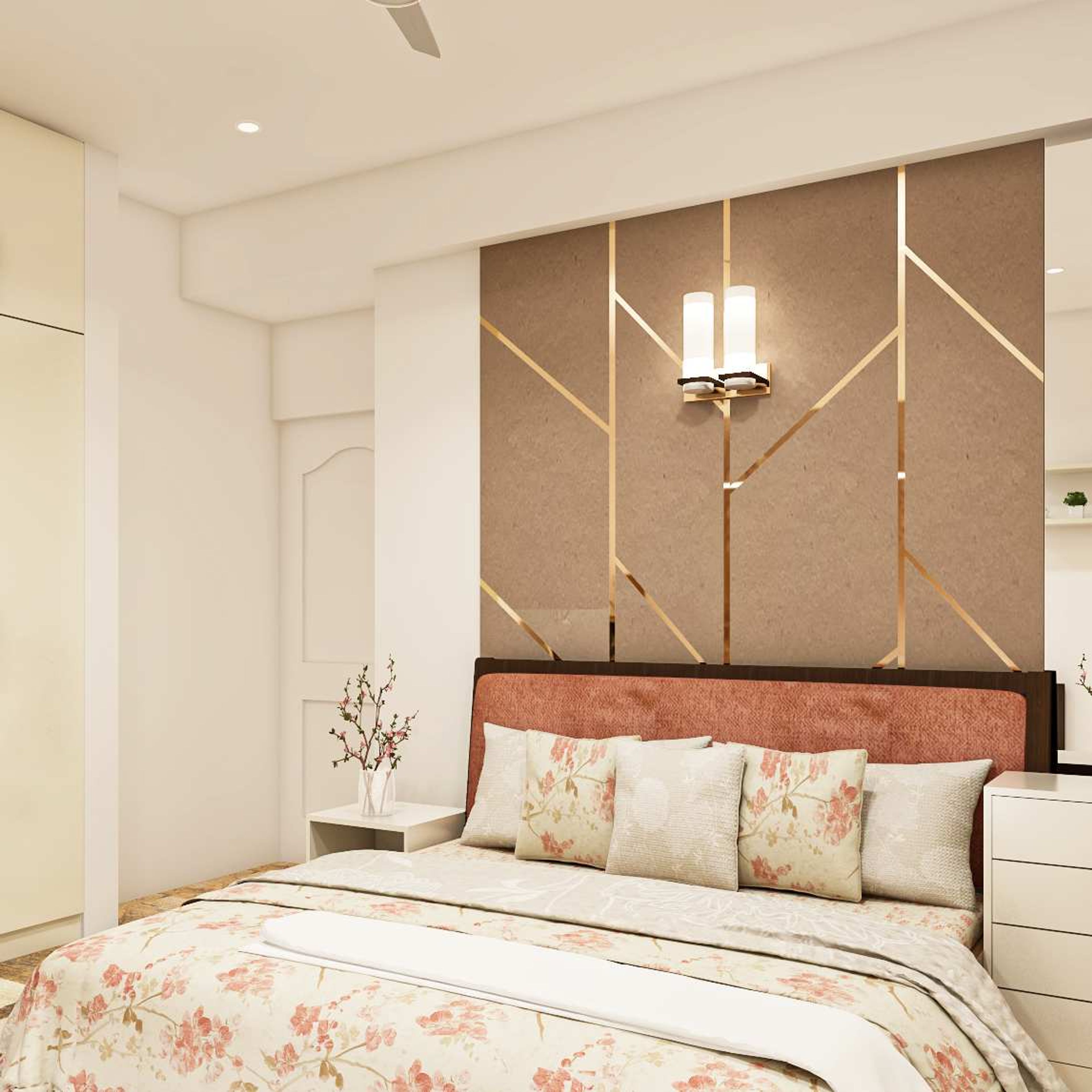 Modern Bedroom Wall Design With Textured Paint