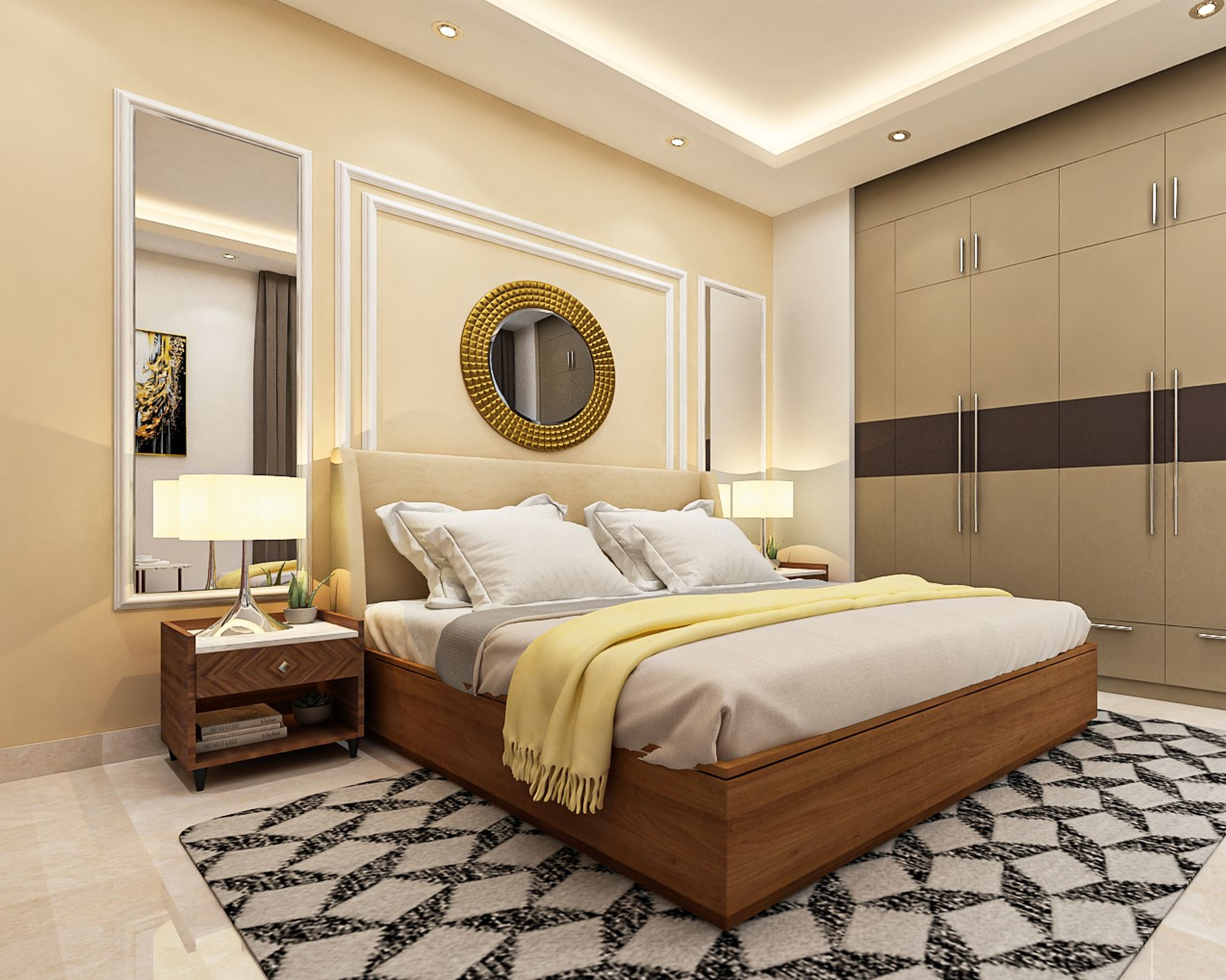 Modern Bedroom Wall Design With Warm Neutral Palette