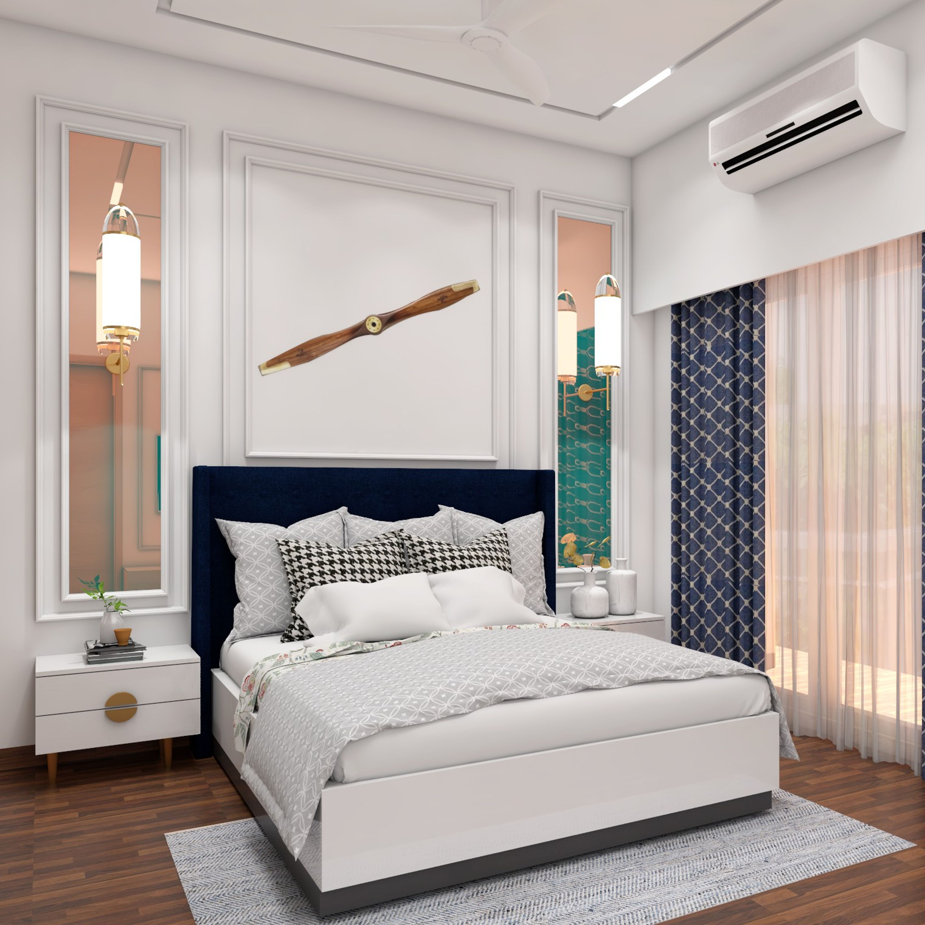 Modern Bedroom Wall Design With Trims