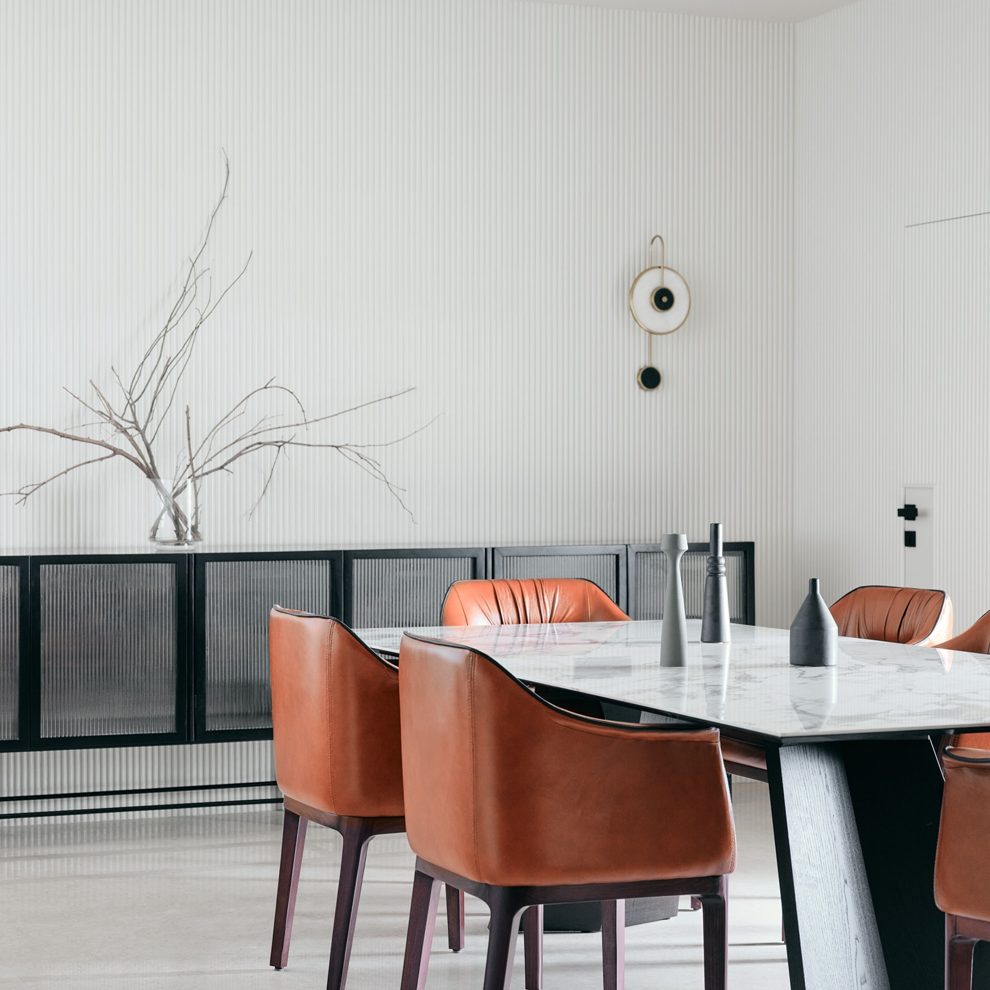 Minimal Wall Design With White Panelling And Lights - Livspace