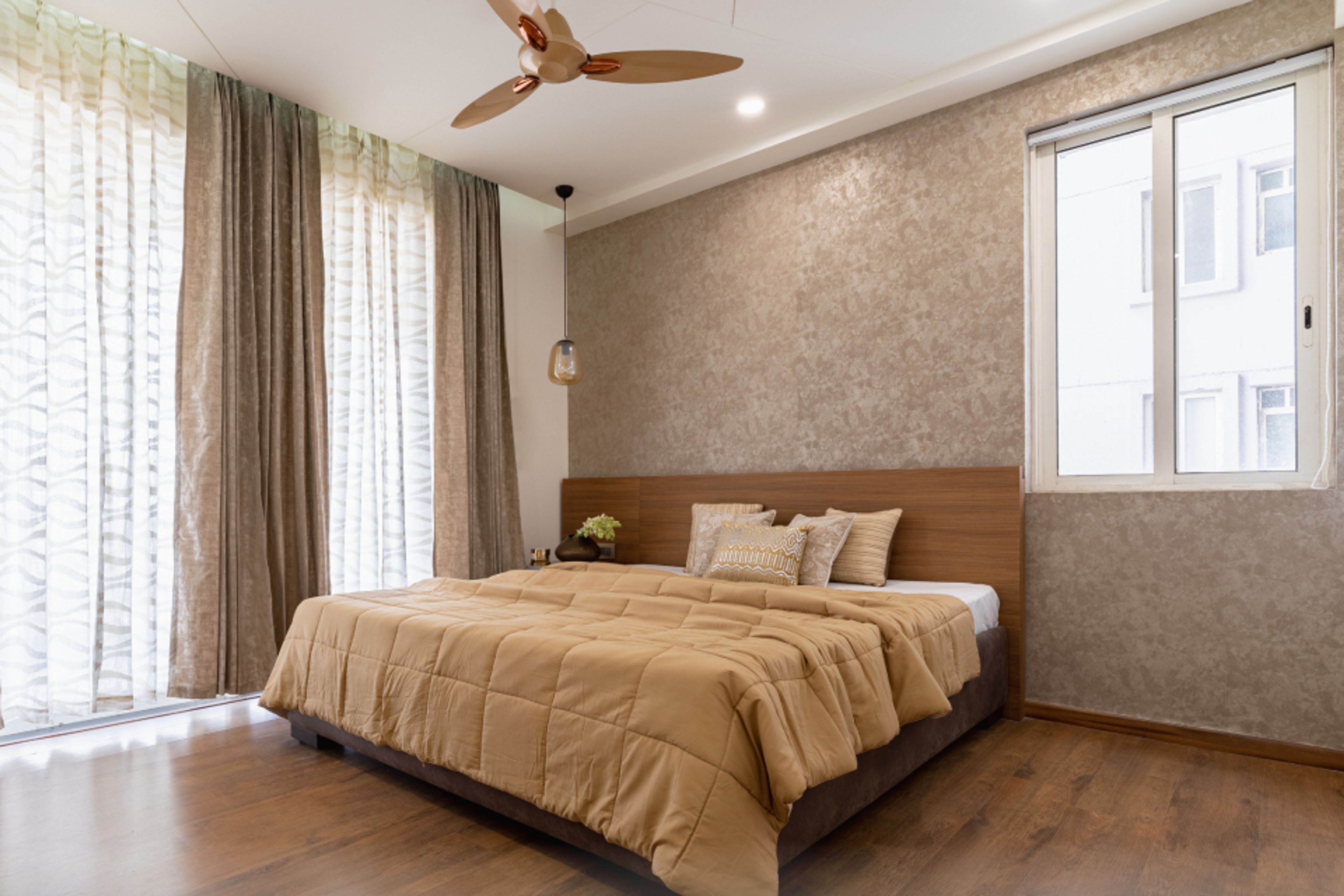 Beige Wall Paint For Bedroom Accent Walls - Livspace